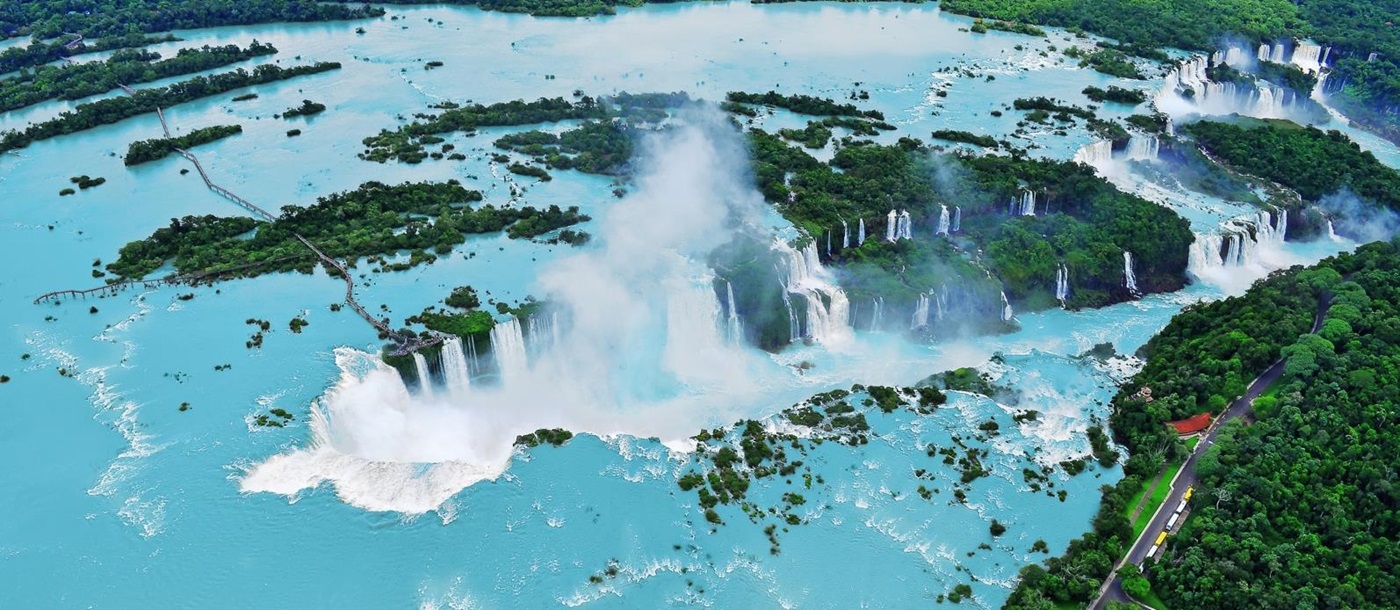 Aerial of IGU Falls, Brazil