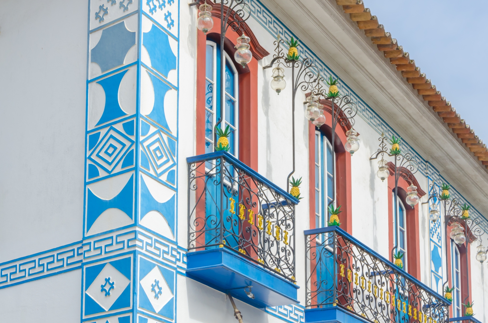 Close up of windows in Paraty, Brazil
