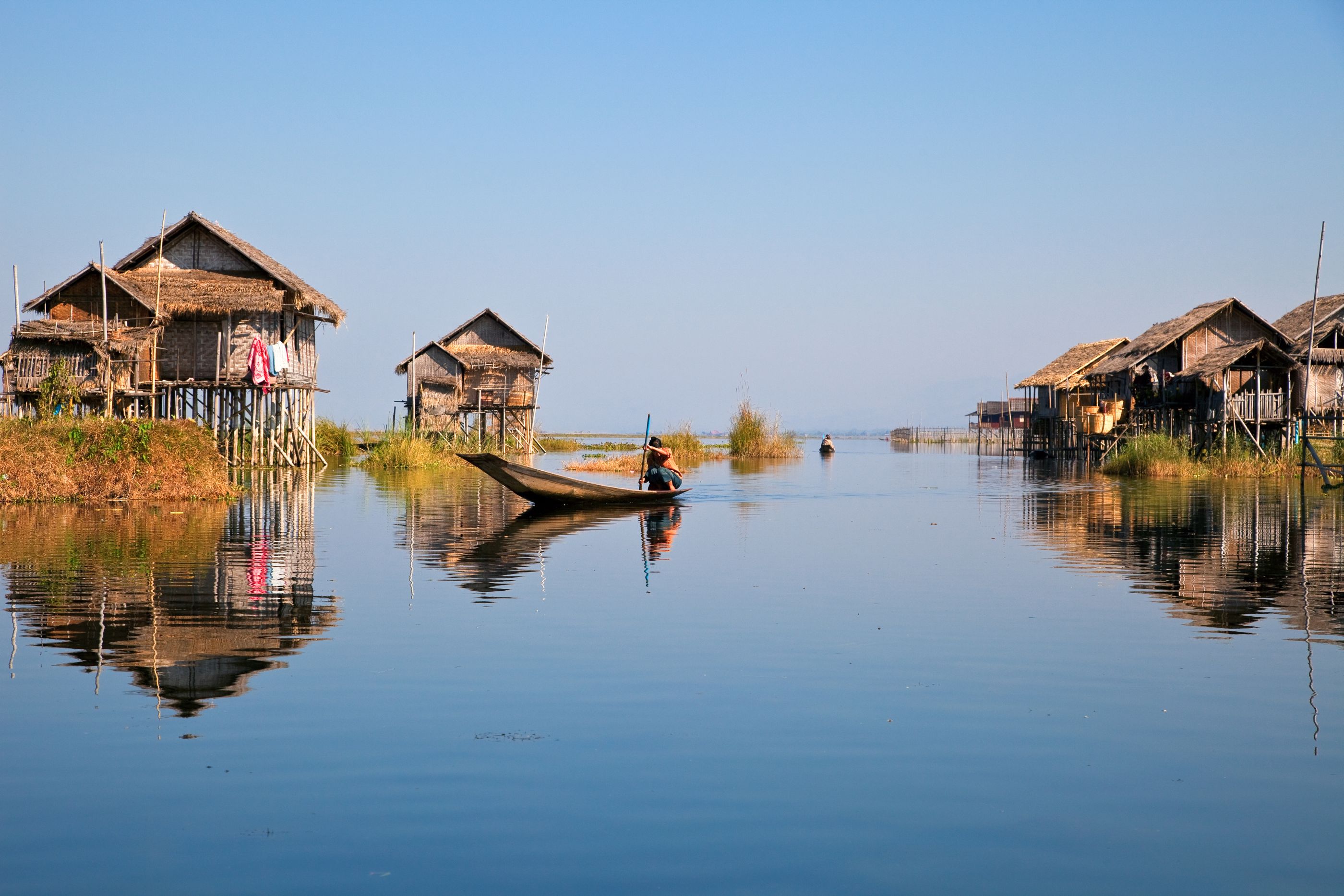 Floating village on Inle Lake in Myanmar