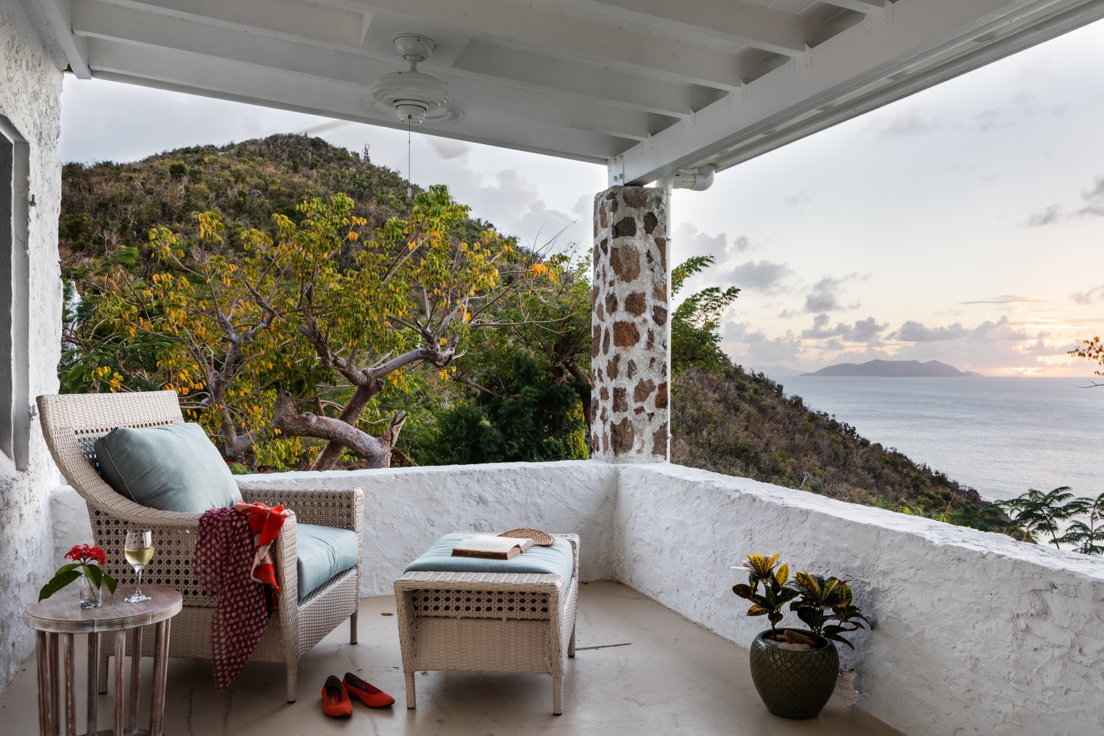 Sunset from a private balcony overlooking the sea