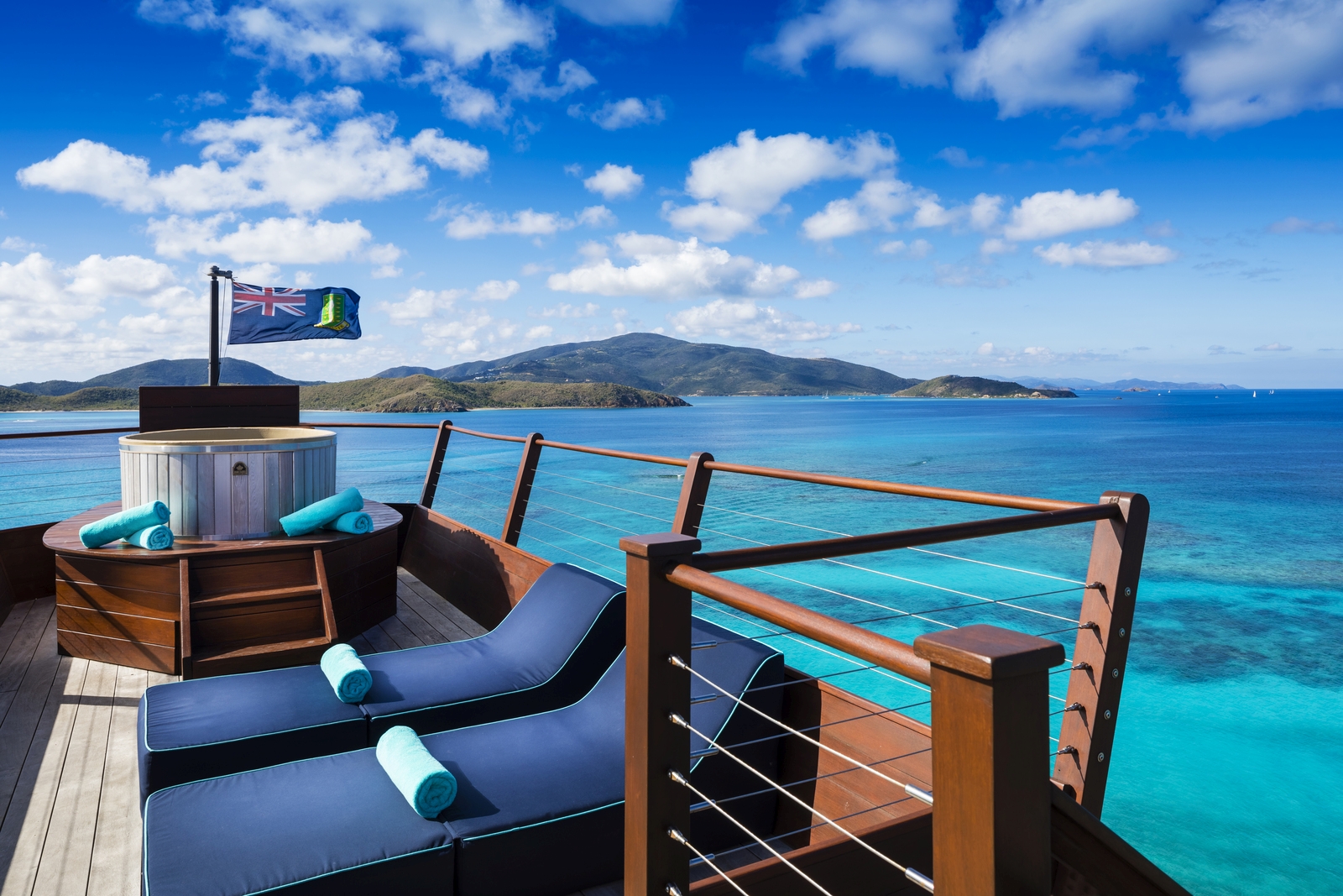 Loungers on Crows nest at Necker Island
