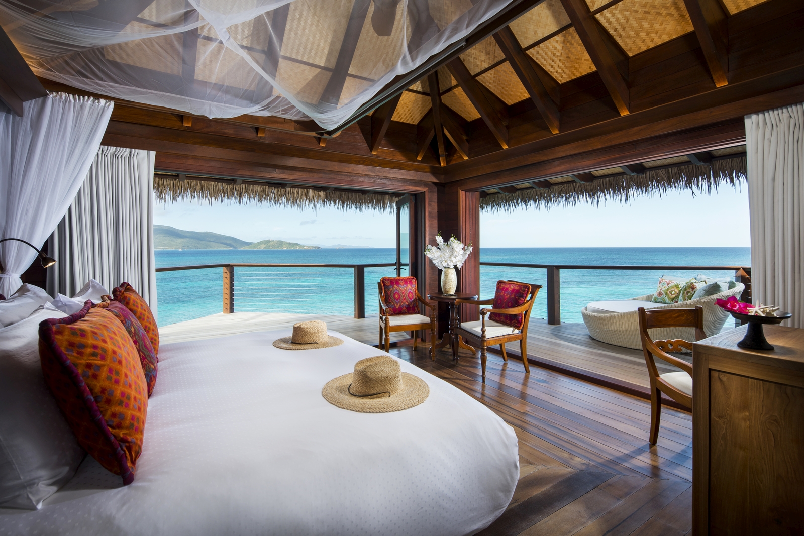 Interior of open-sided Leha Lo double bedroom