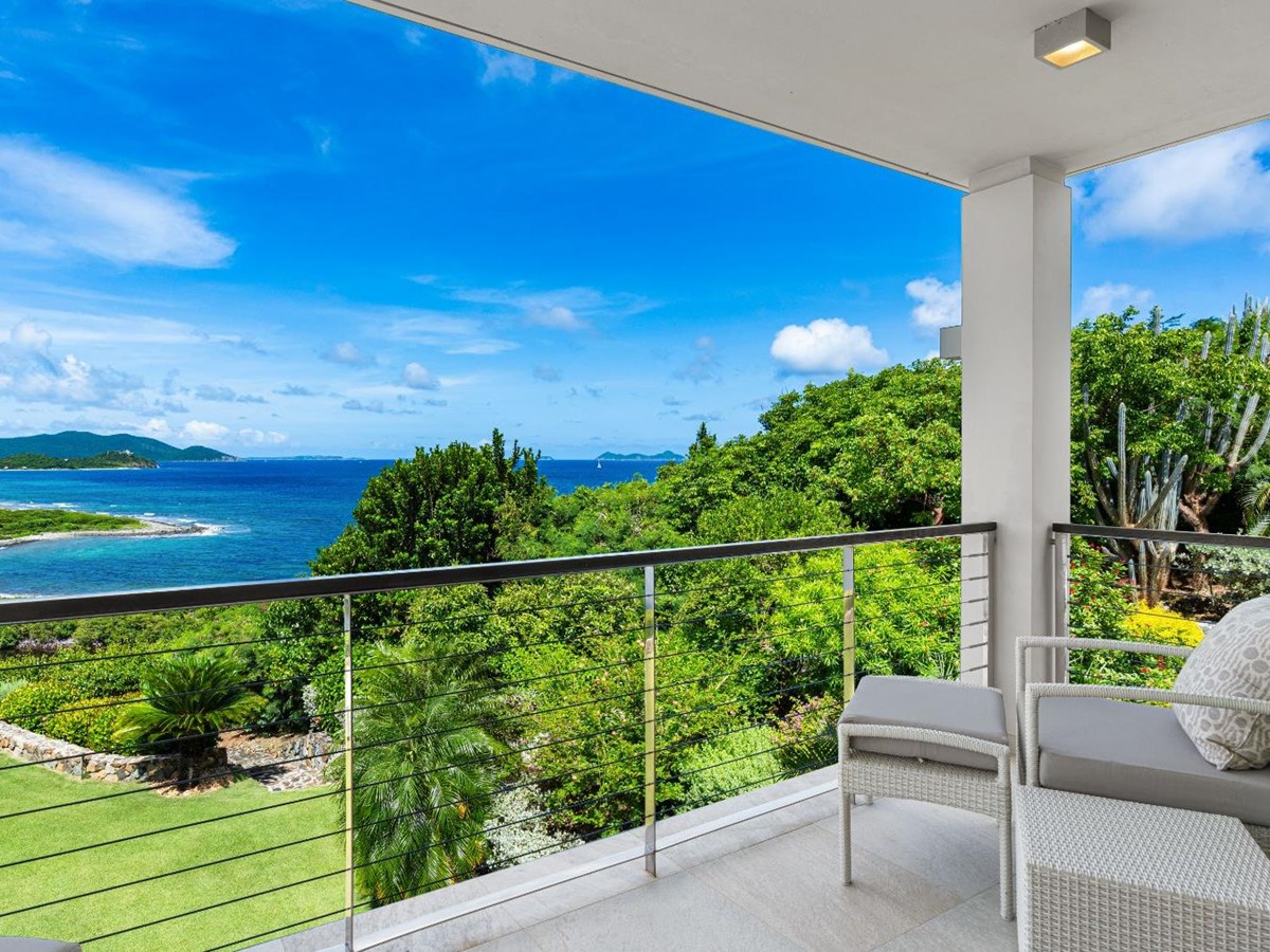Balcony view at Nora Hazel House in the British Virgin Islands, Caribbean