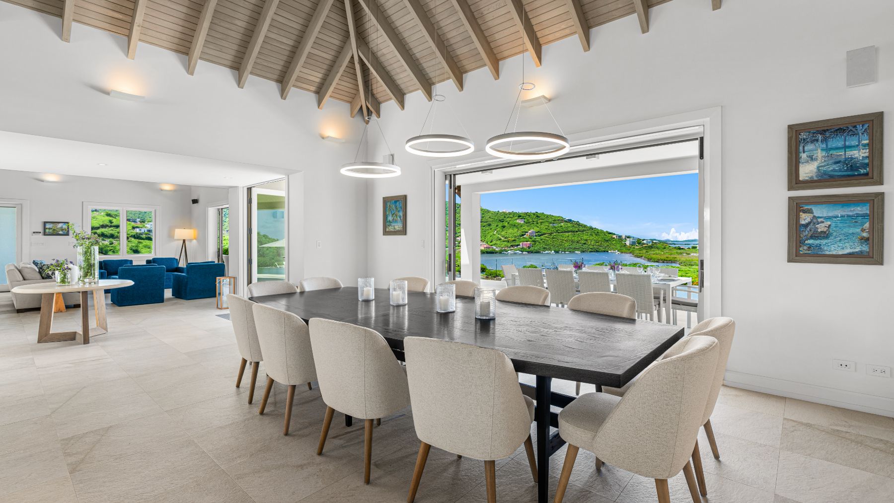 Kitchen table at Nora Hazel House in the British Virgin Islands, Caribbean