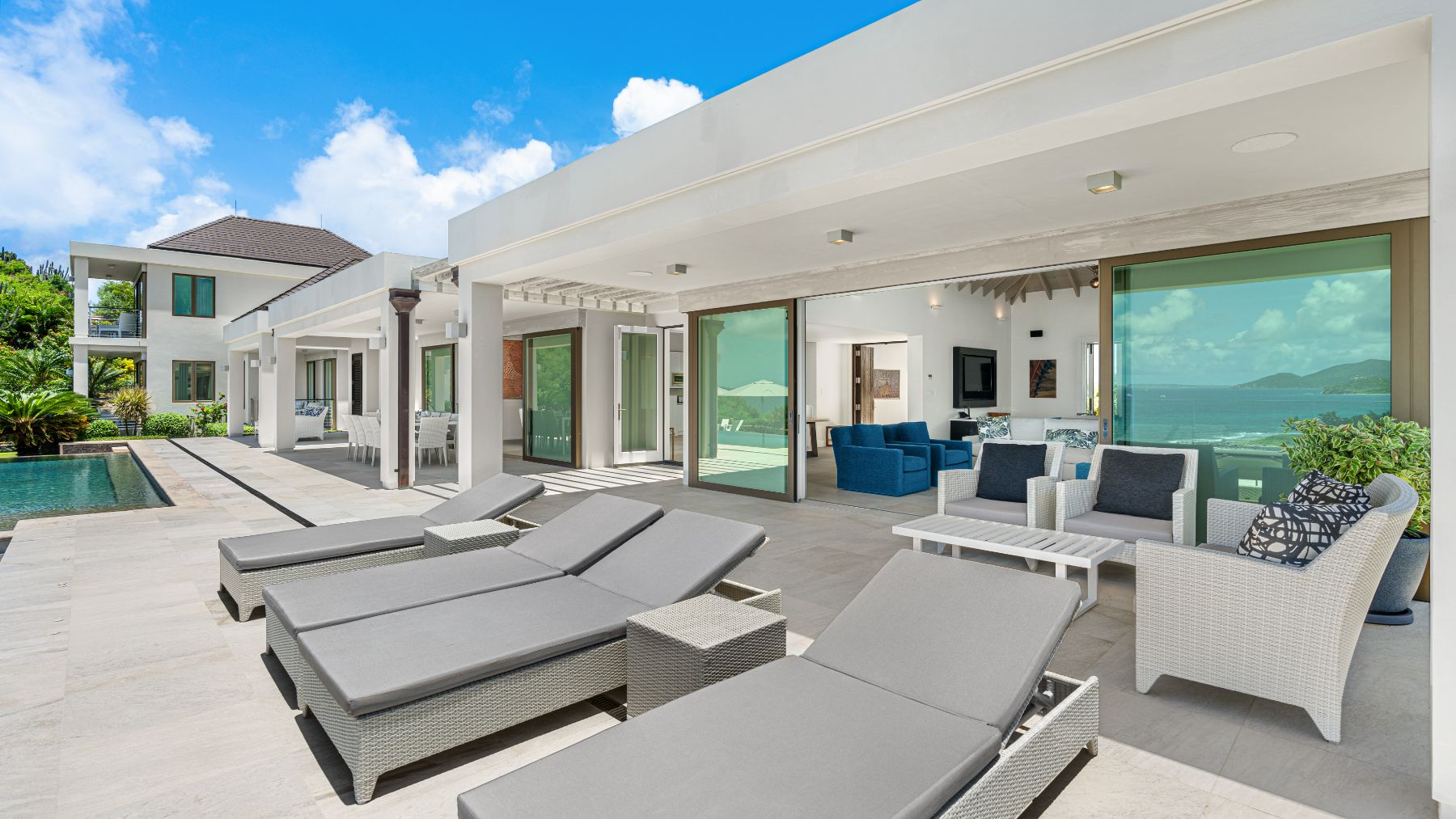 Sunbeds at Nora Hazel House in the British Virgin Islands, Caribbean