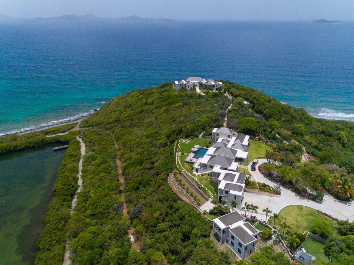 Aerial of Nora Hazel Point Estate in the British Virgin Islands