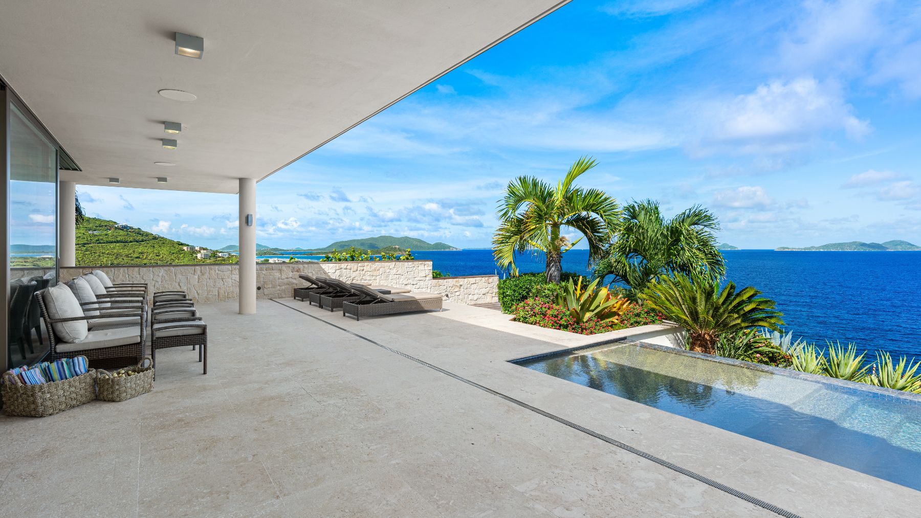 Sunbeds at Osprey House in the British Virgin Islands, Caribbean