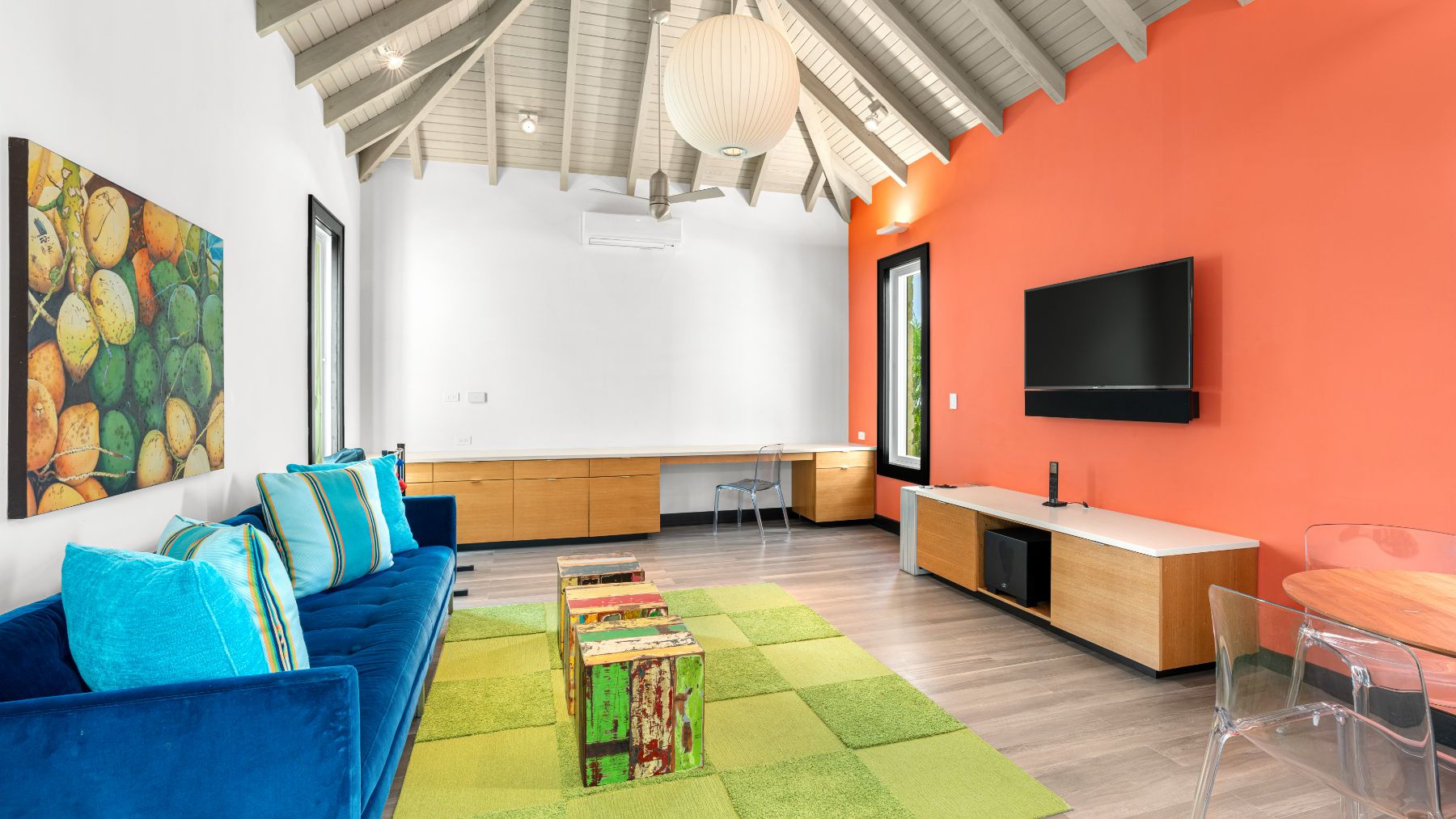 TV room at Osprey House in the British Virgin Islands, Caribbean