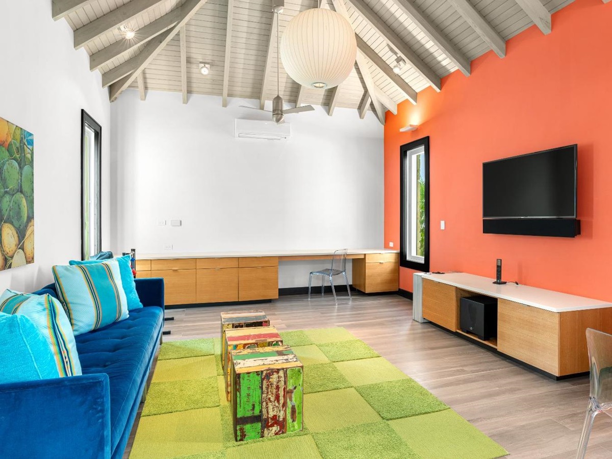 TV room at Osprey House in the British Virgin Islands, Caribbean