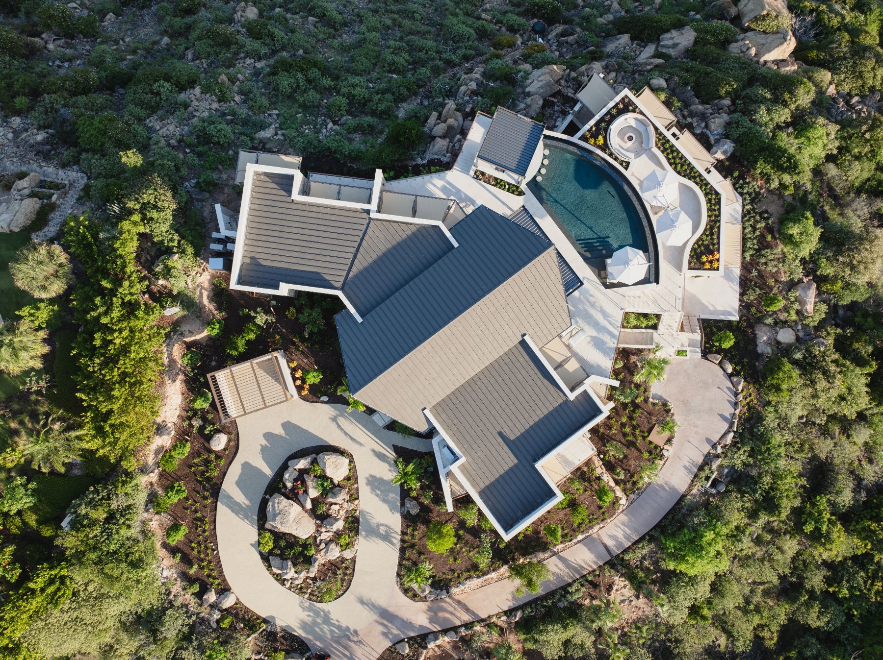 Aerial shot of villa at Quintessa in Oil Nut Bay in the British Virgin Islands