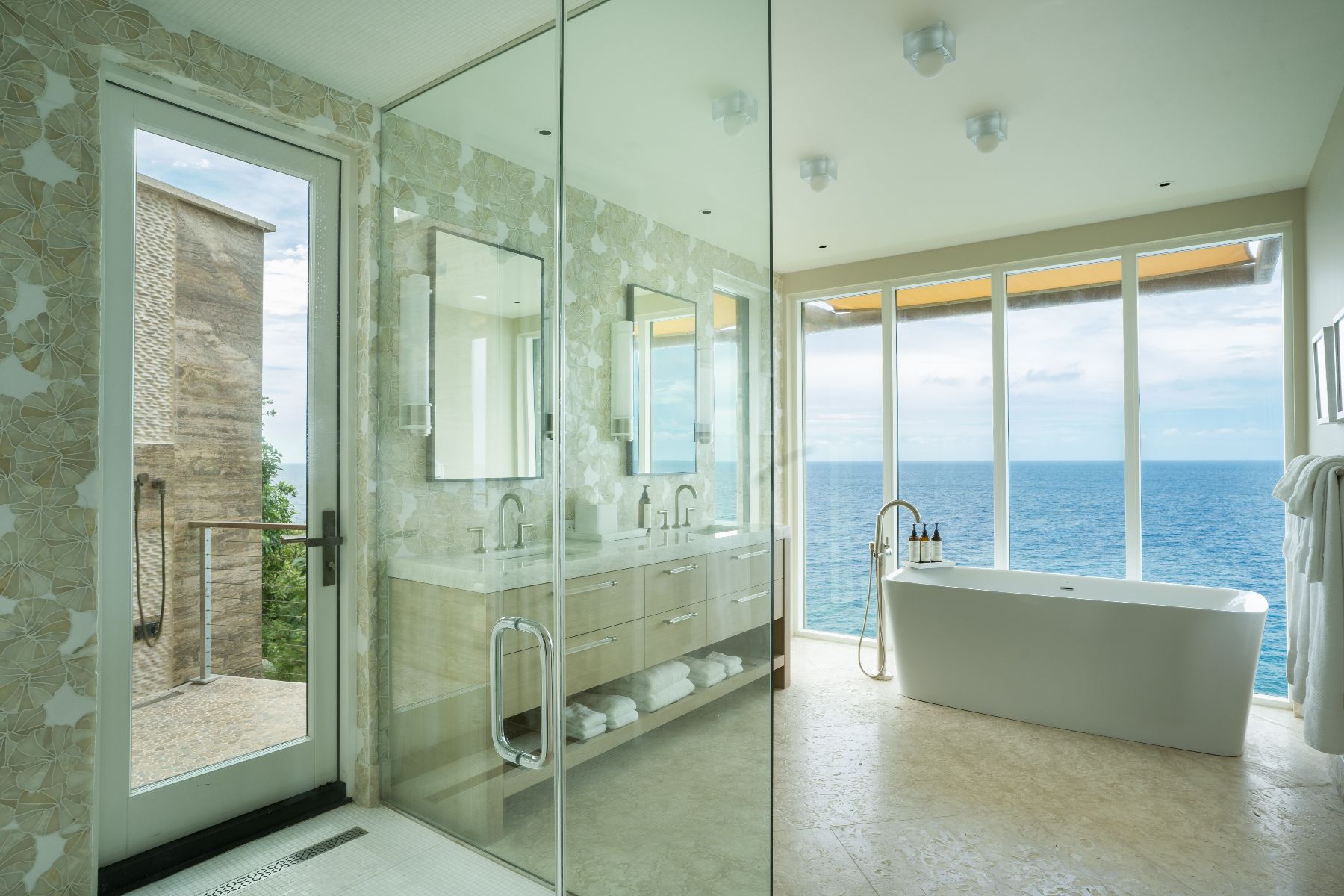 Bathroom in the honeymoon suite at Quintessa in Oil Nut Bay in the British Virgin Islands