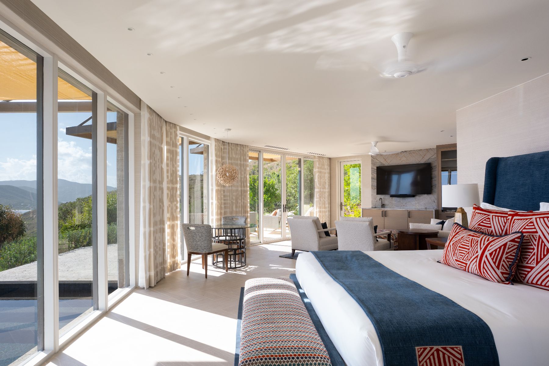 Bedroom in the honeymoon suite at Quintessa in Oil Nut Bay in the British Virgin Islands