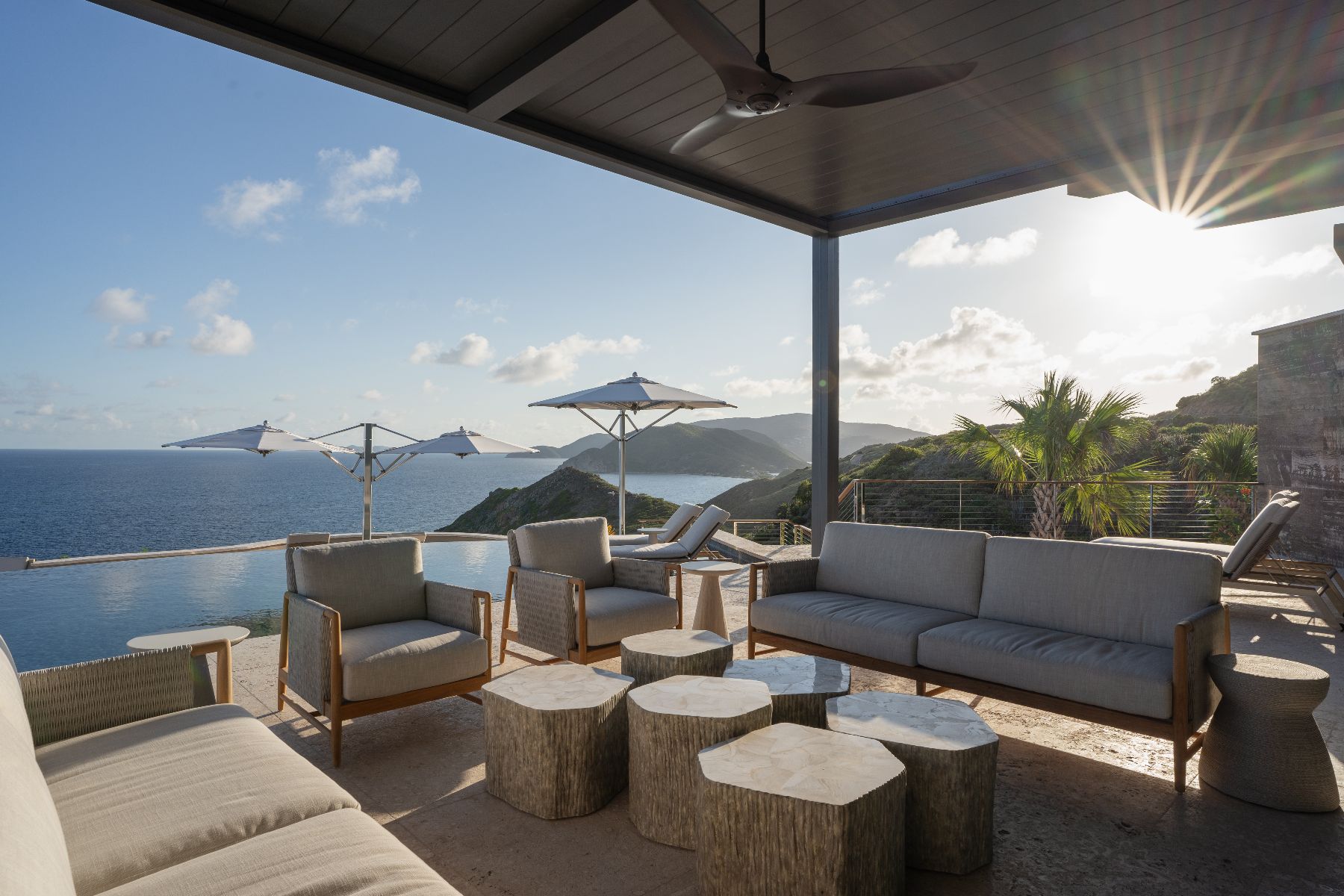 Outdoor seating at Quintessa in Oil Nut Bay in the British Virgin Islands