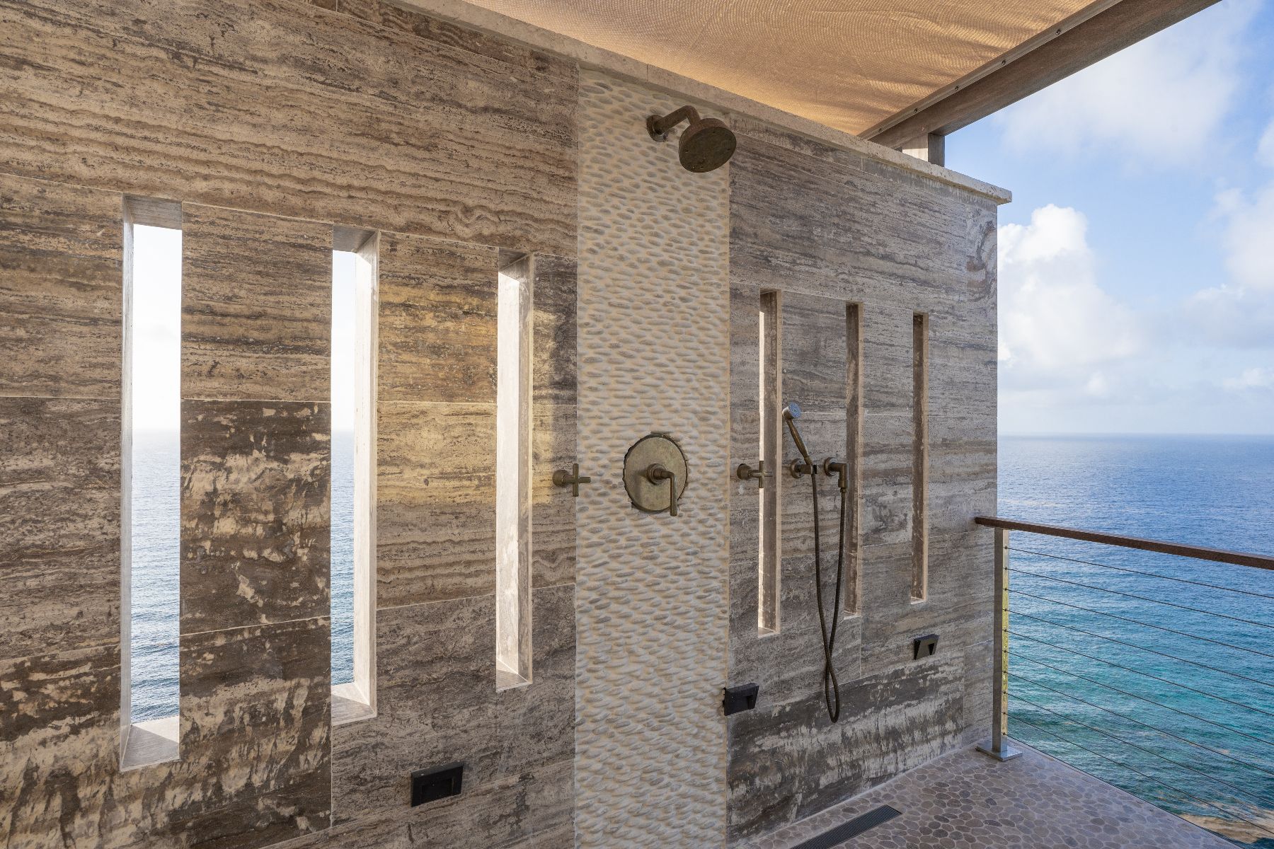 Outdoor shower at Quintessa in Oil Nut Bay in the British Virgin Islands