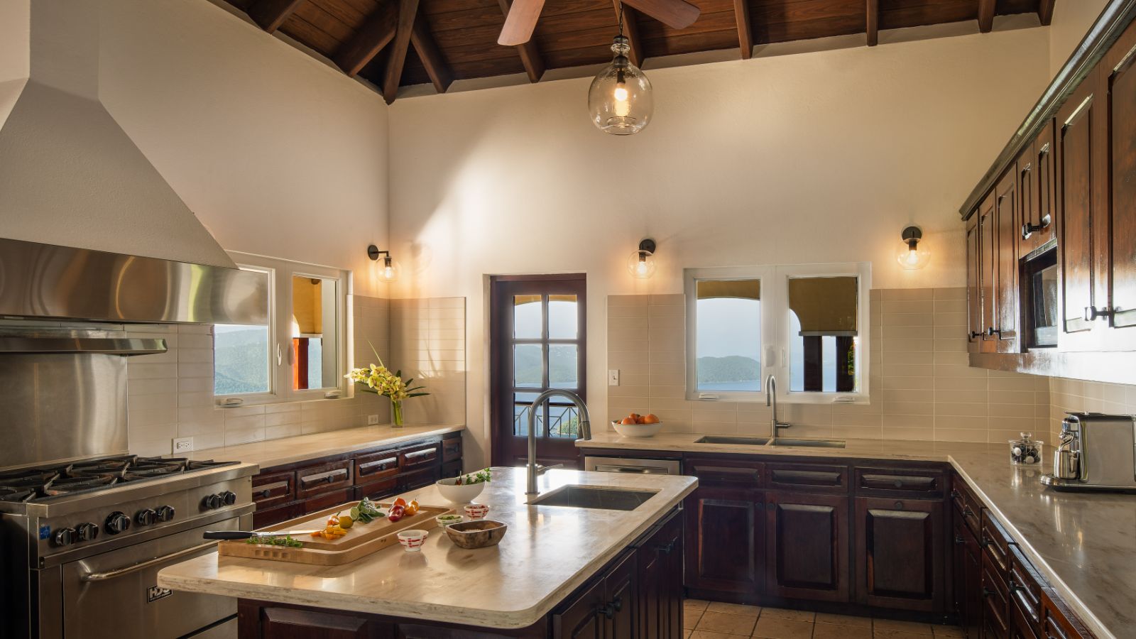 Kitchen at St Bernard's Hill House in the British Virgin Islands