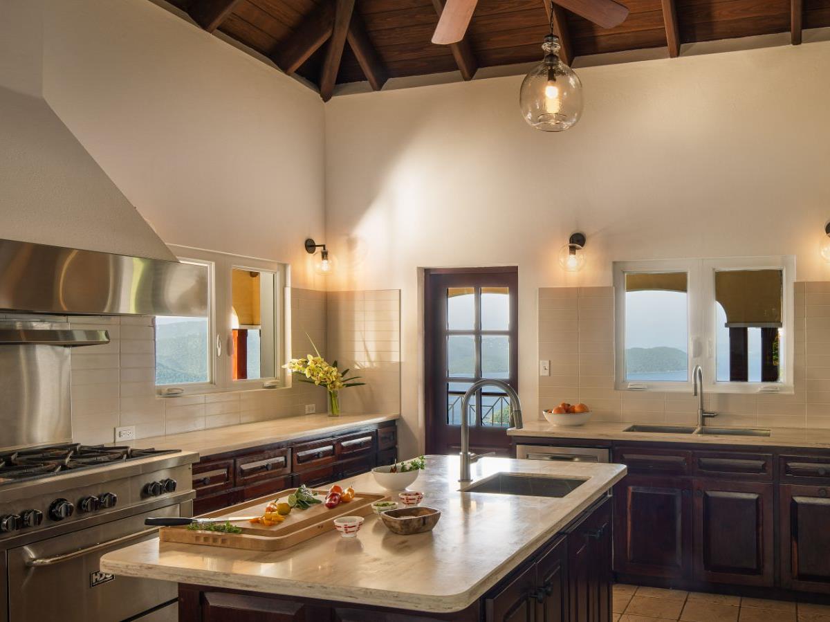 Kitchen at St Bernard's Hill House in the British Virgin Islands