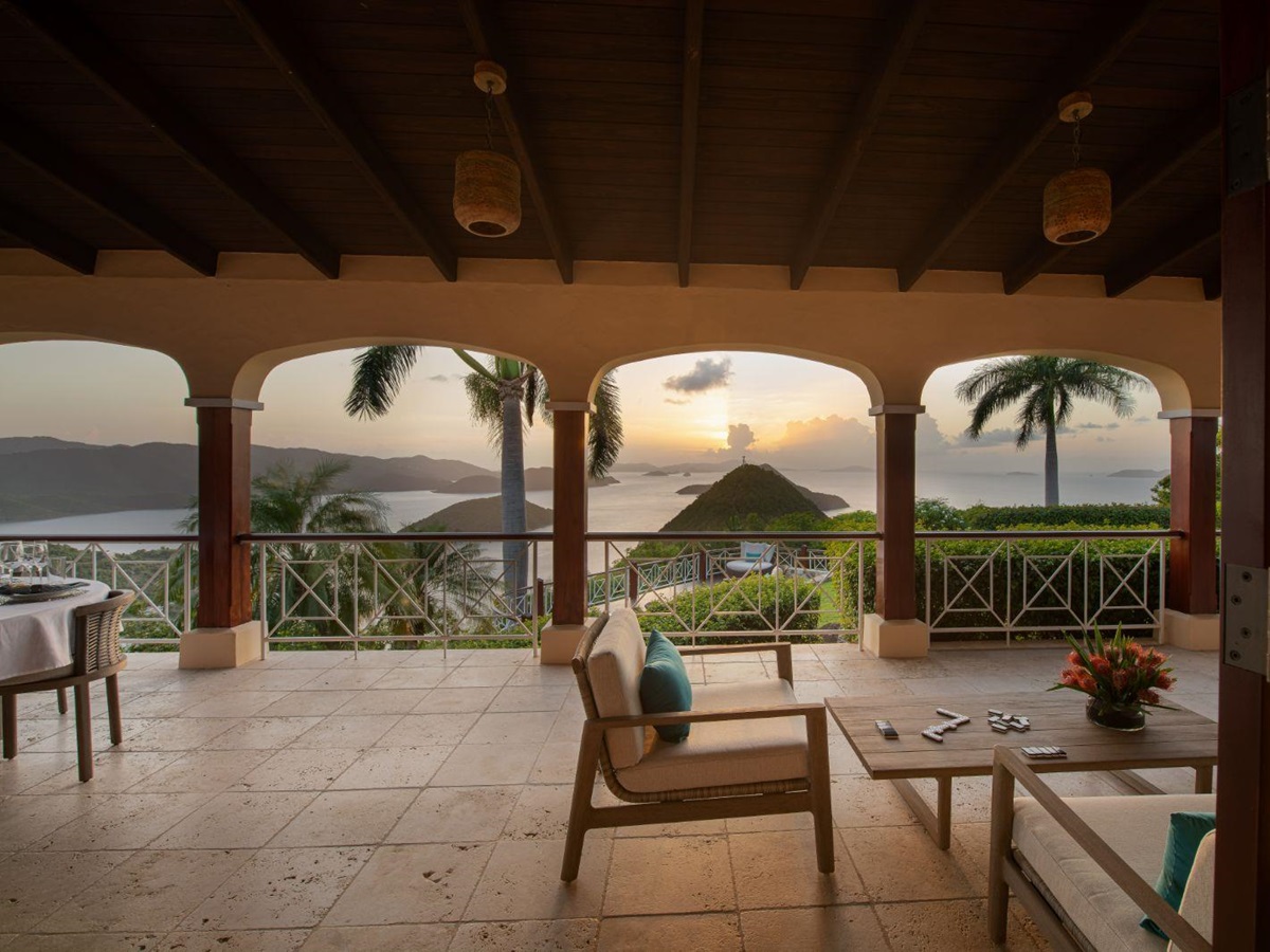 Sunset Terrace at St Bernard's Hill House in the British Virgin Islands