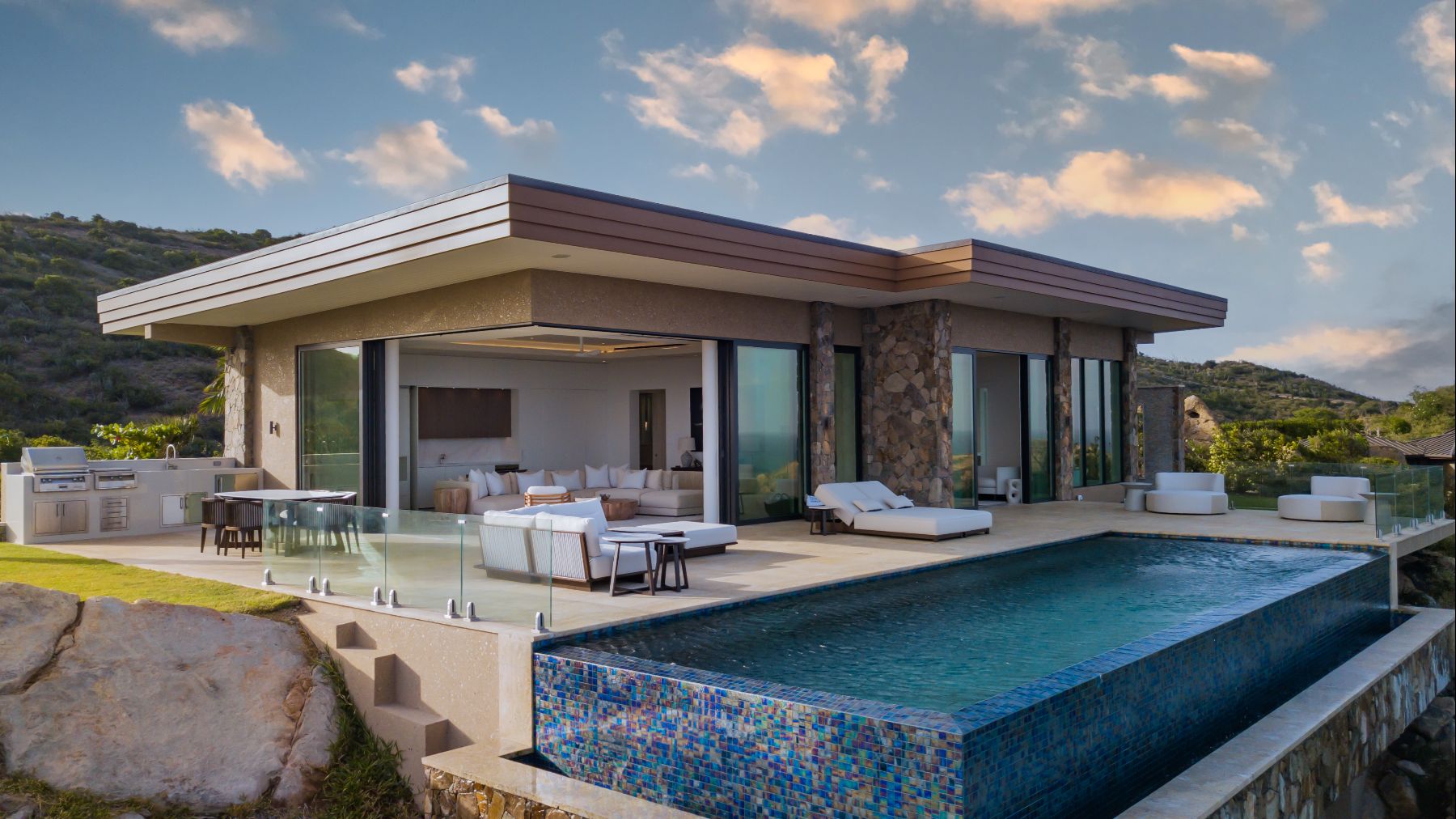 Aerial shot of the exterior of the villa at Starlight in the Nut Oil Bay Resort in the British Virgin Islands