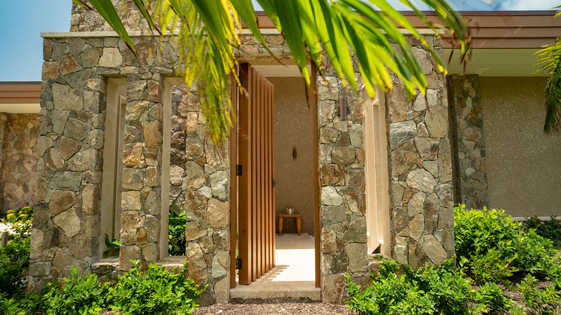 Outdoor shower at Starlight in the Nut Oil Bay Resort in the British Virgin Islands