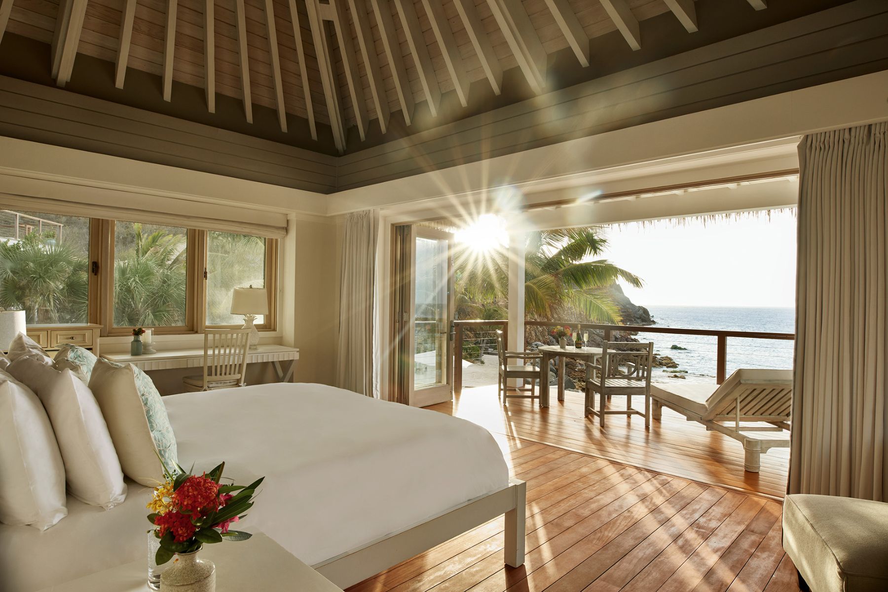 Bedroom 1 in Beach Villa at The Branson Estate on Moskito Island in the British Virgin Islands