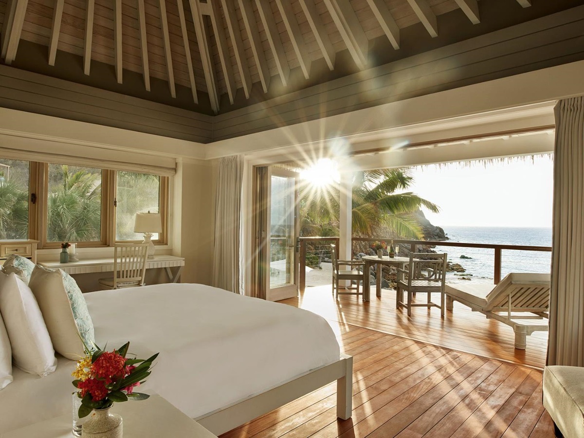 Bedroom 1 in Beach Villa at The Branson Estate on Moskito Island in the British Virgin Islands