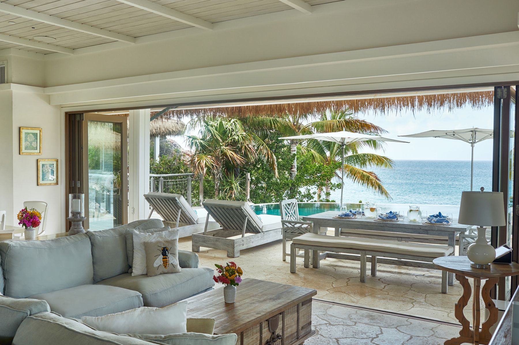 Lounge in Beach Villa at The Branson Estate on Moskito Island in the British Virgin Islands