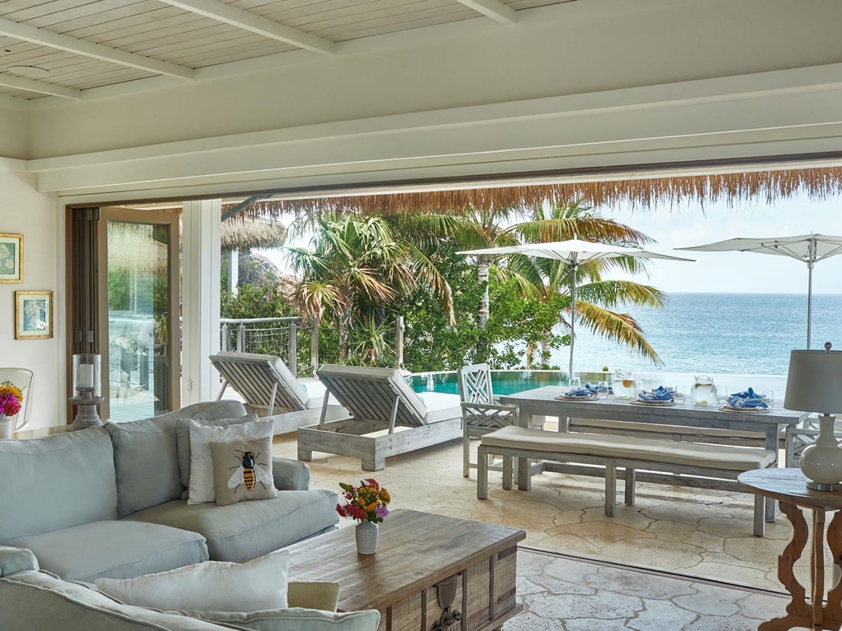Lounge in Beach Villa at The Branson Estate on Moskito Island in the British Virgin Islands