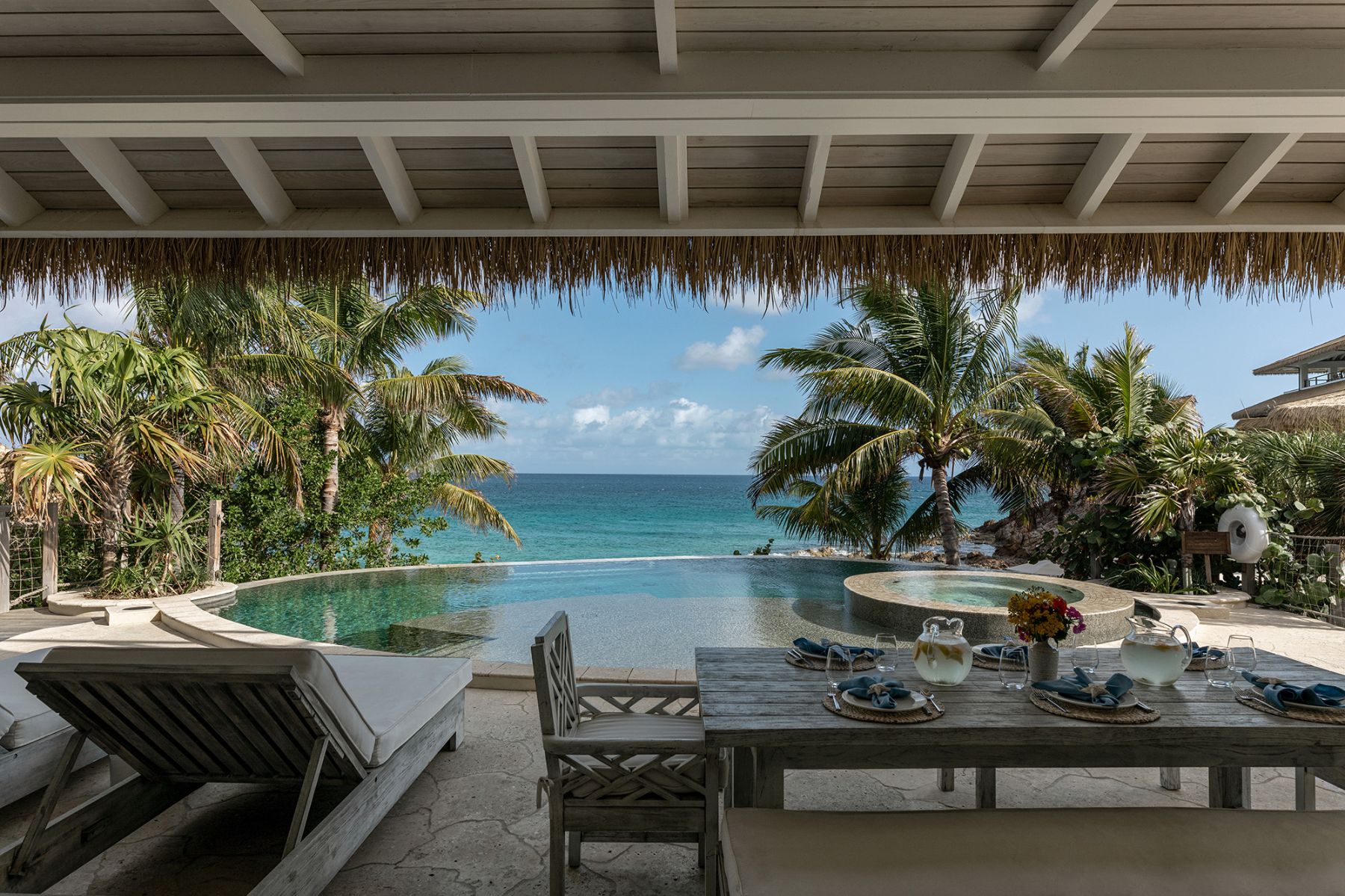 Pool area at Beach Villa at The Branson Estate on Moskito Island in the British Virgin Islands