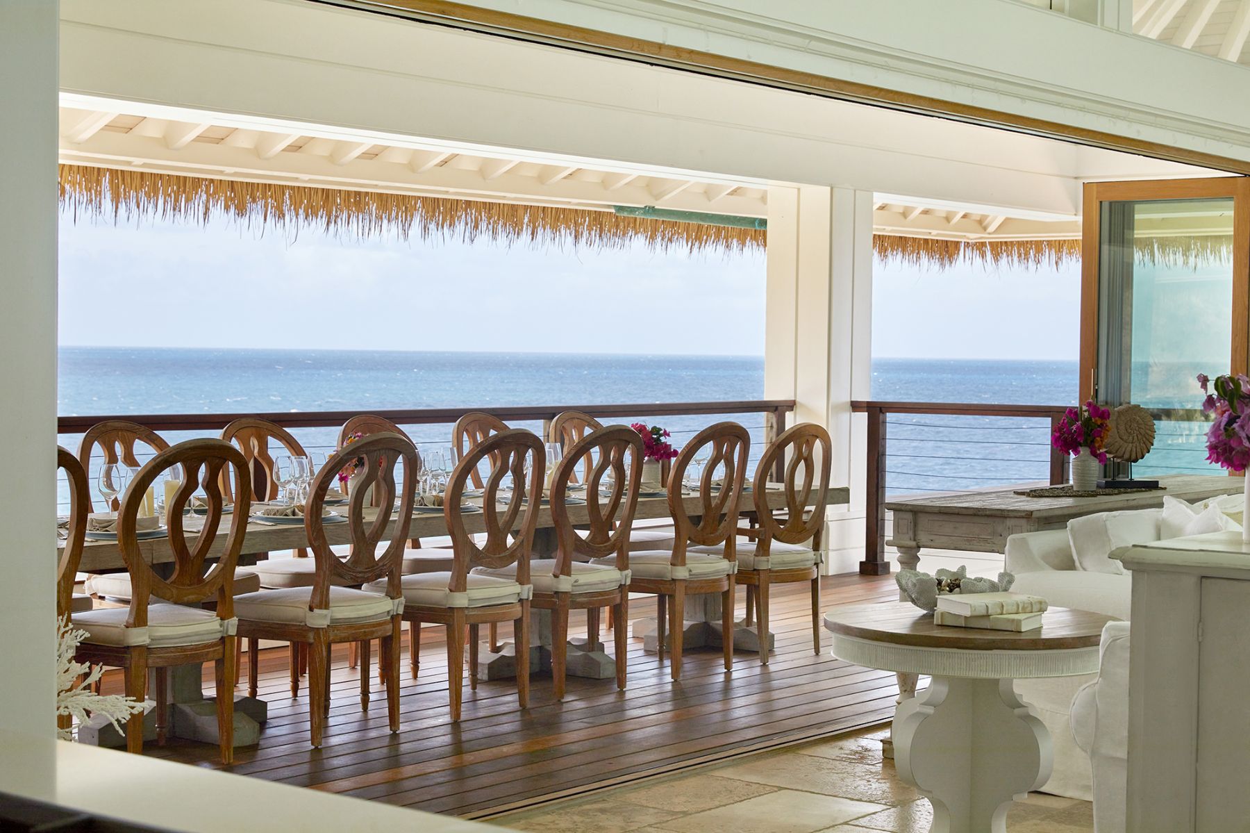 Dining in Headland House at The Branson Estate on Moskito Island in the British Virgin Islands