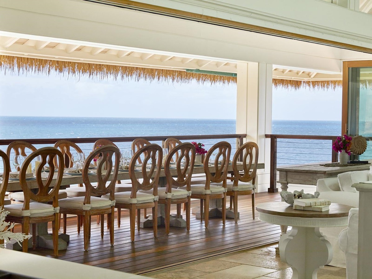 Dining in Headland House at The Branson Estate on Moskito Island in the British Virgin Islands
