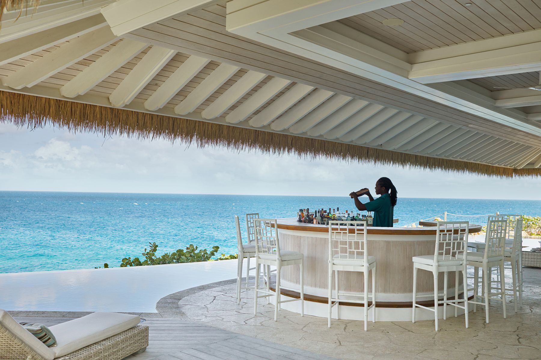 Pool bar in Headland House at The Branson Estate on Moskito Island in the British Virgin Islands
