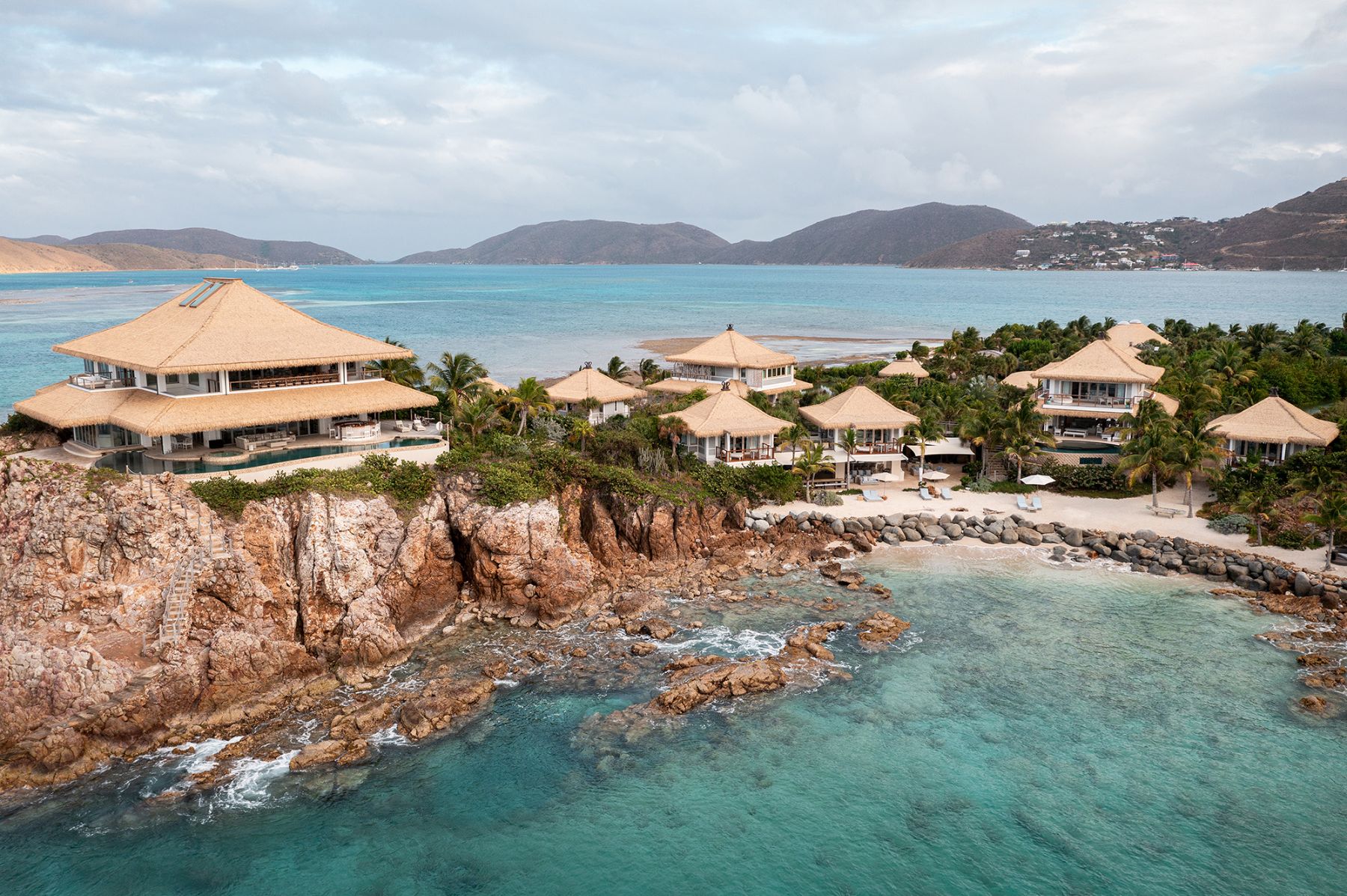 Aerial shot of The Branson Estate on Moskito Island in the British Virgin Islands