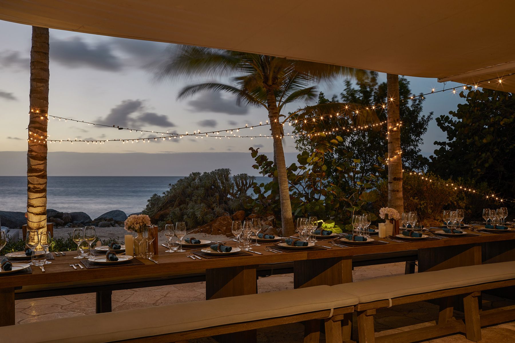 Dining at The Cove at The Branson Estate on Moskito Island in the British Virgin Islands