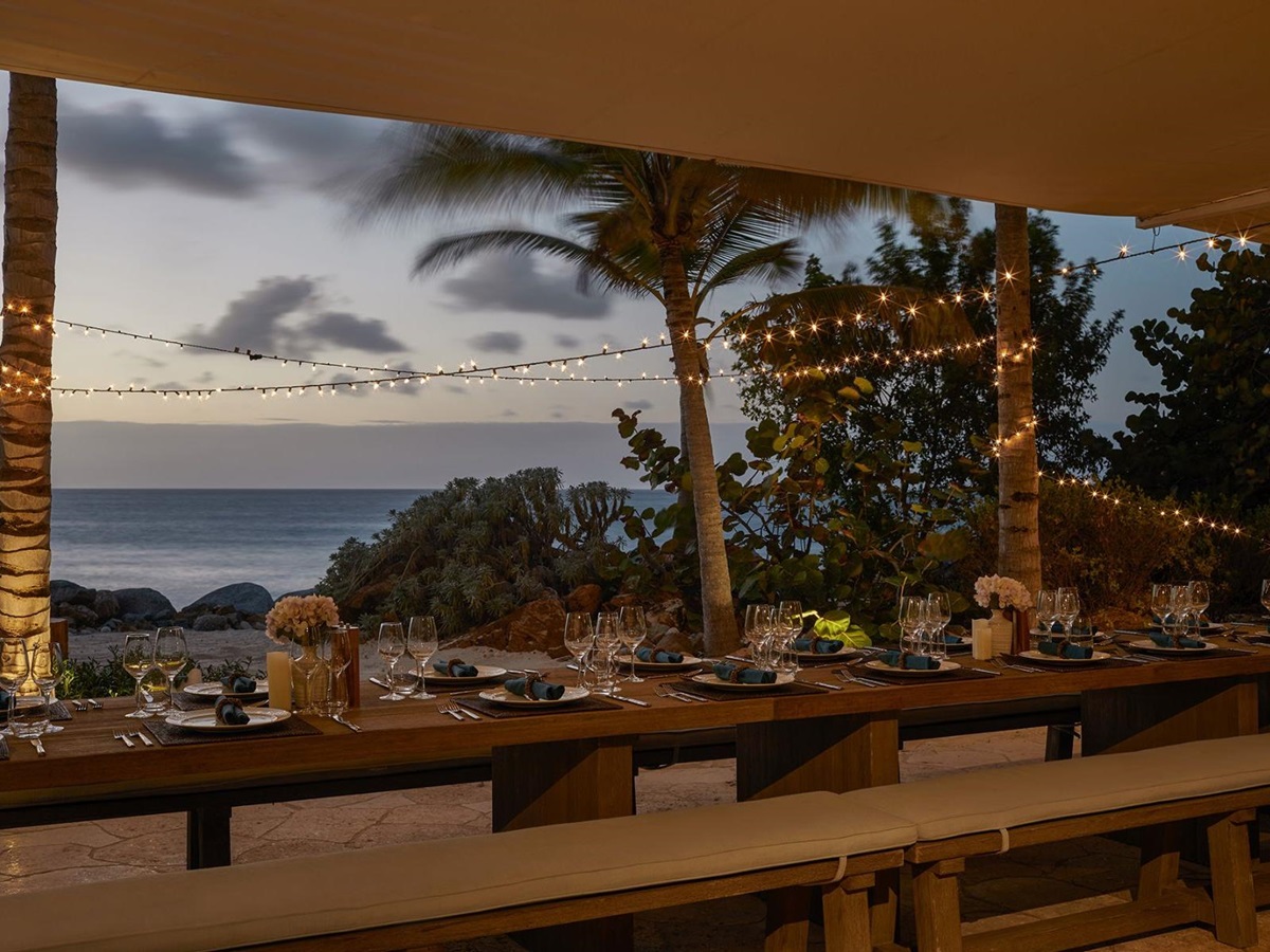 Dining at The Cove at The Branson Estate on Moskito Island in the British Virgin Islands