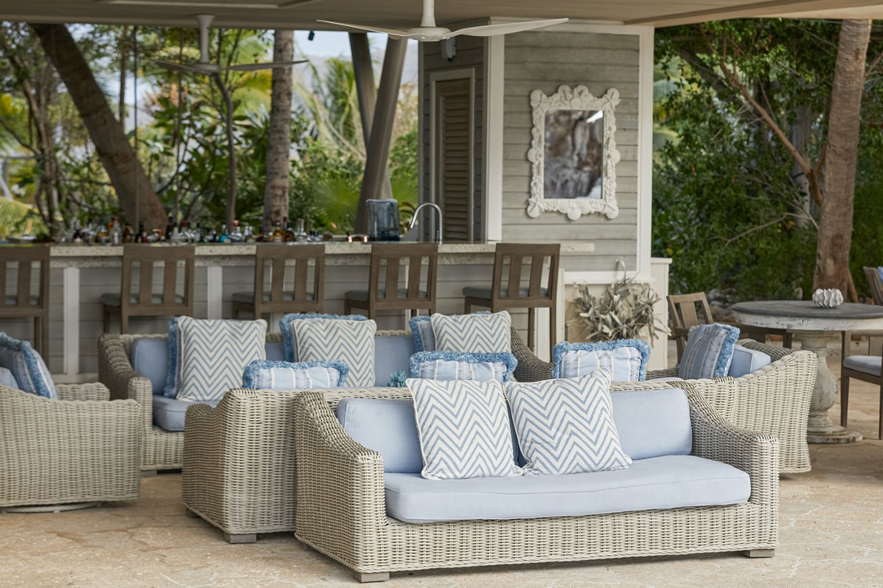 Seating in The Cove at The Branson Estate on Moskito Island in the British Virgin Islands