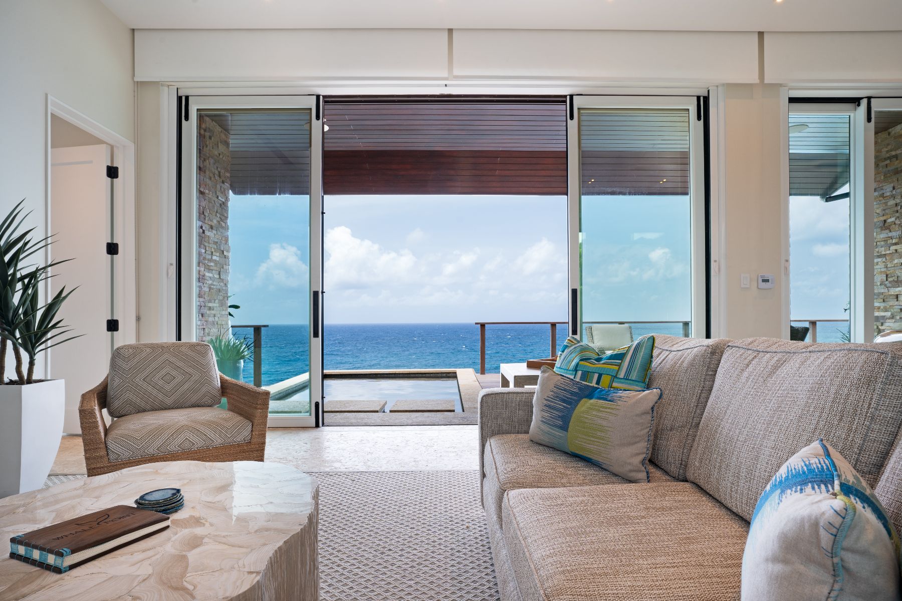 Sitting room at Whale Point in the Nut Oil Bay Resort in the British Virgin Islands