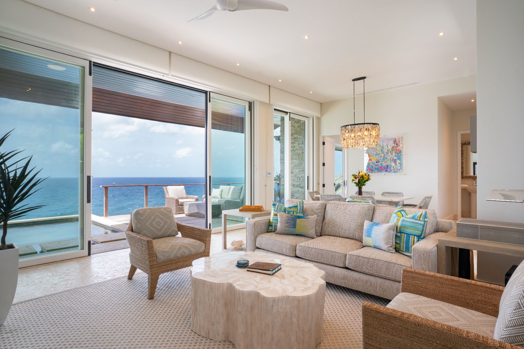 Sitting room at Whale Point in the Nut Oil Bay Resort in the British Virgin Islands
