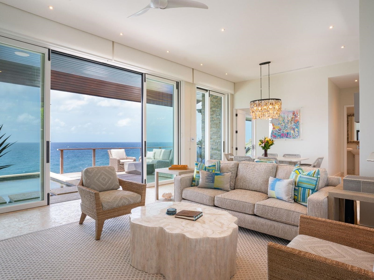 Sitting room at Whale Point in the Nut Oil Bay Resort in the British Virgin Islands