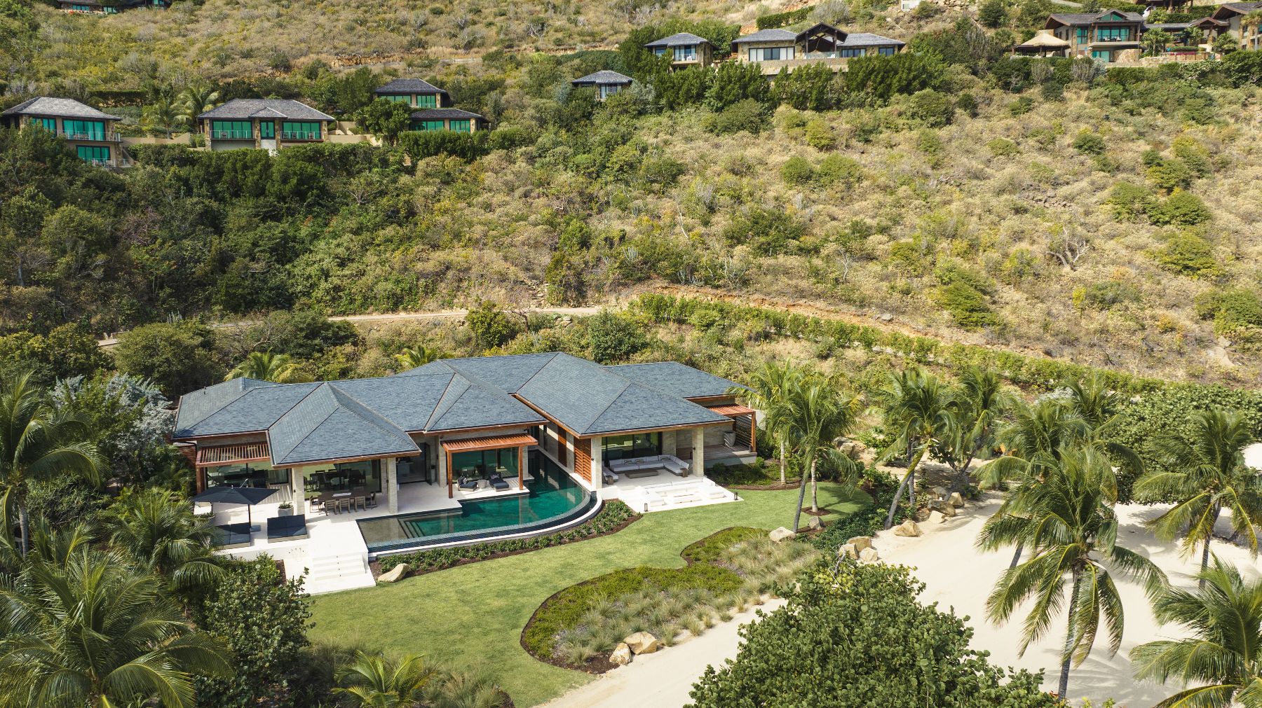 Aerial of villa at Xela in Oil Nut Bay in the British Virgin Islands