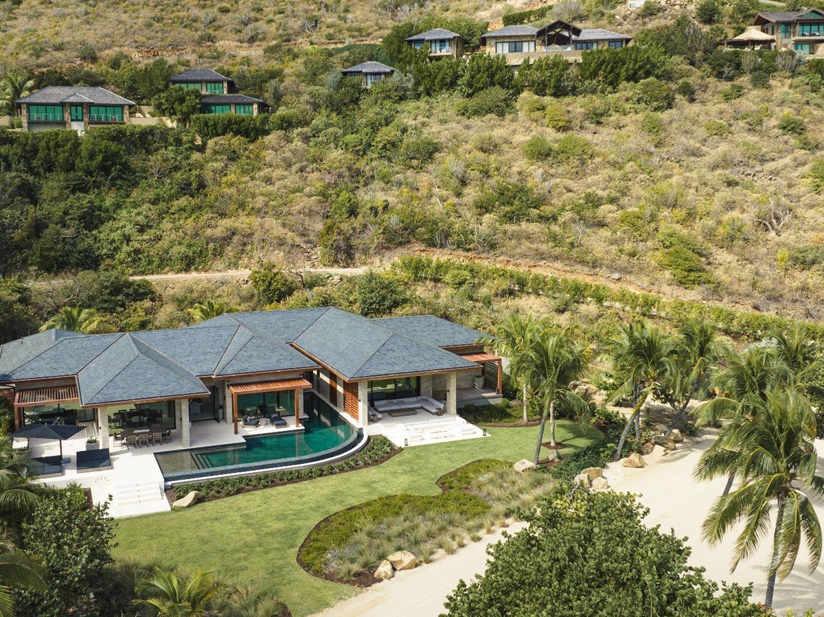 Aerial of villa at Xela in Oil Nut Bay in the British Virgin Islands