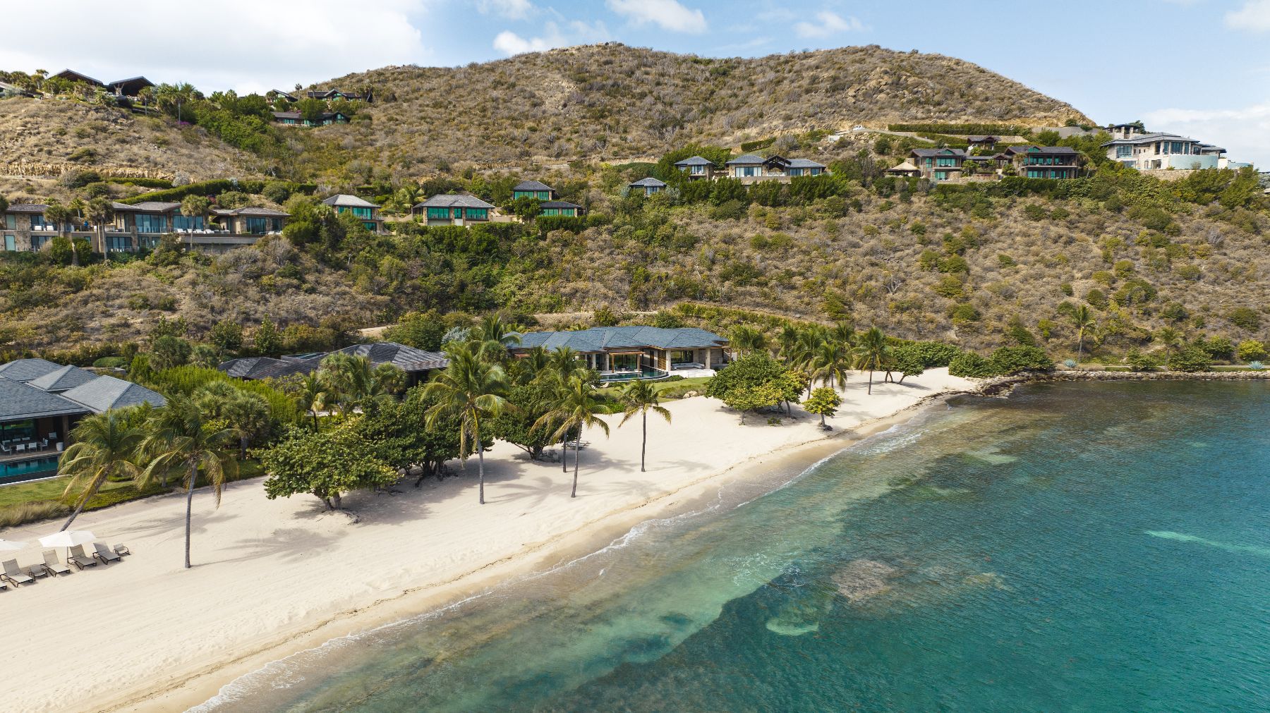 Aerial of beach at Xela in Oil Nut Bay in the British Virgin Islands