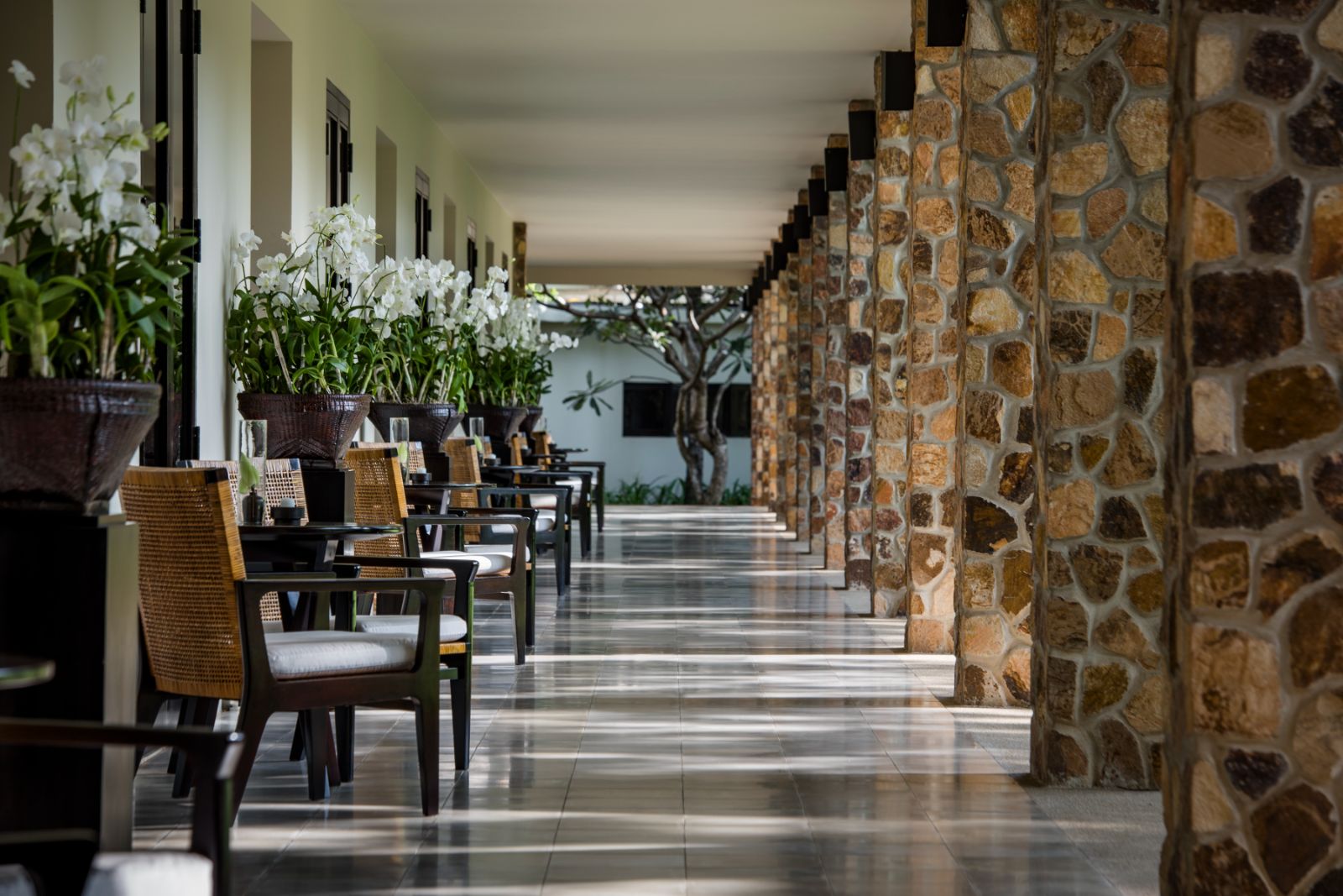 Corridor of Amansara in Siem Reap, Cambodia