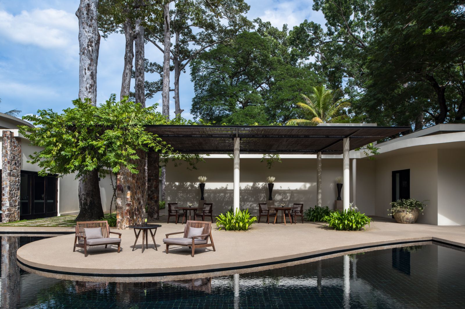 Poolside at Amansara in the Siem Reap region of Cambodia