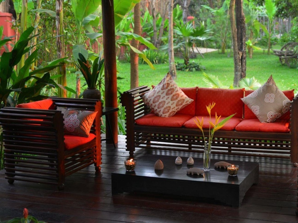 Orange outside lounge area at Maison Polanka in the Siem Reap region of Cambodia