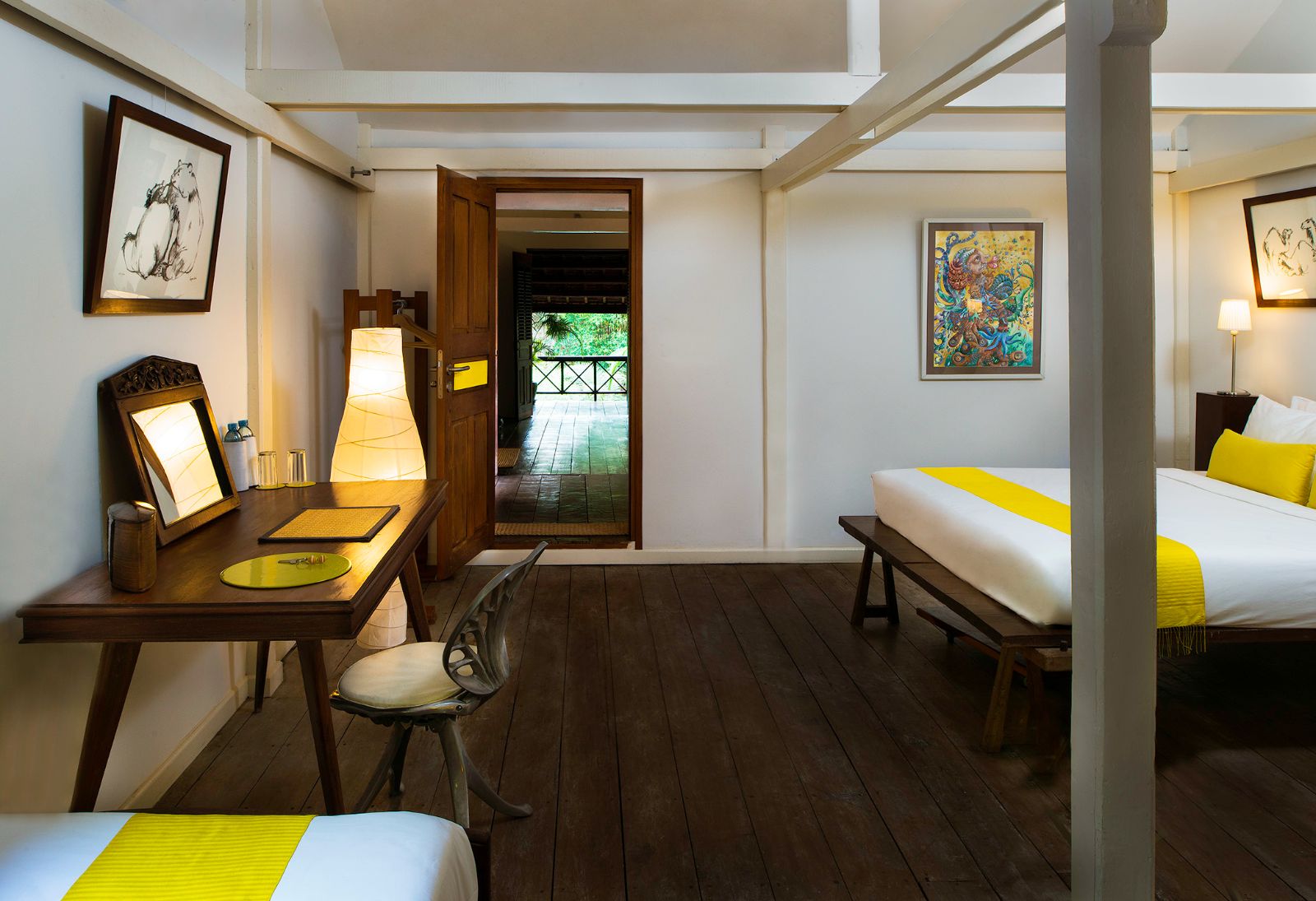 Yellow guest suite at Maison Polanka in Cambodia's Siem Reap