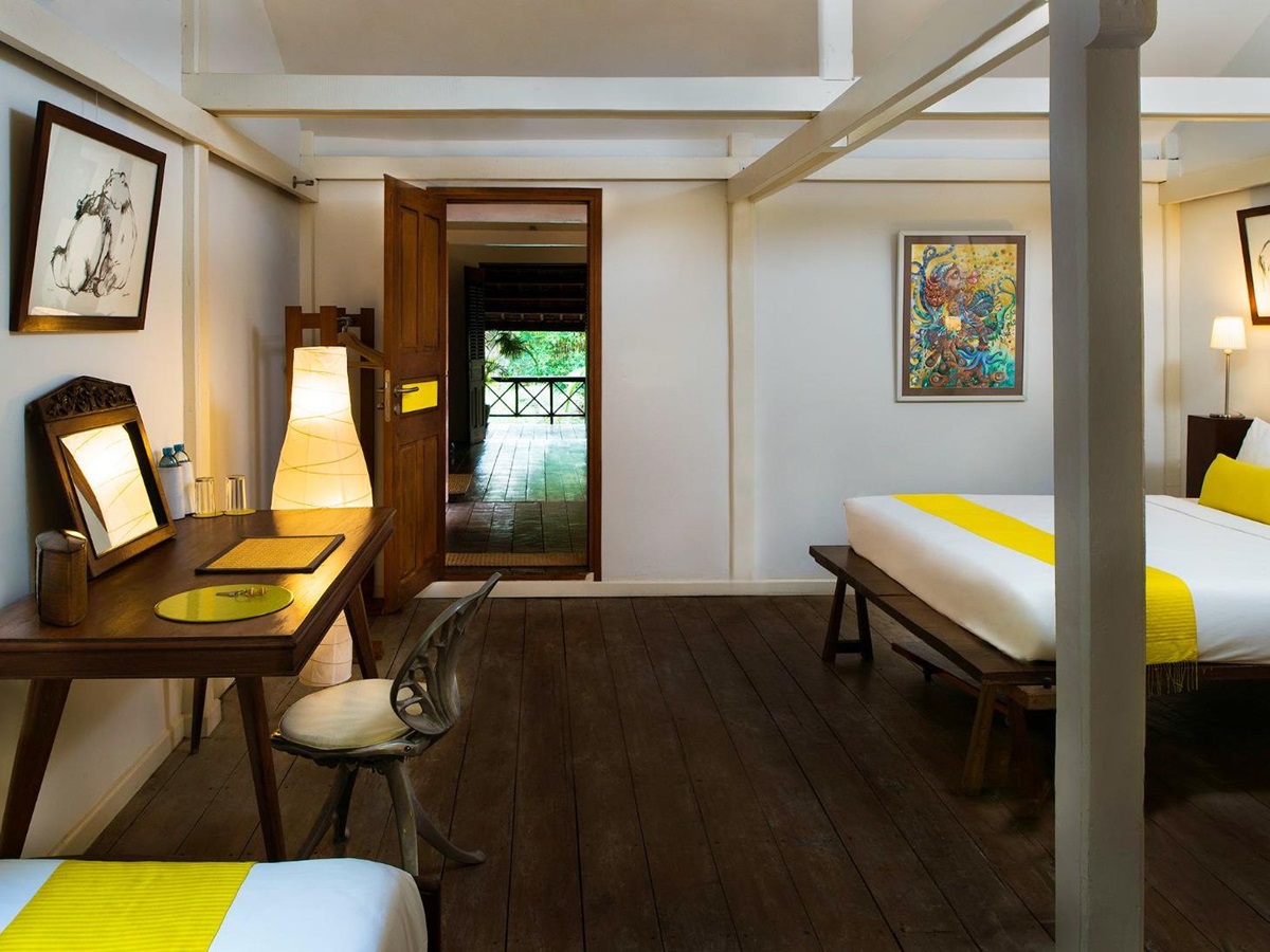 Yellow guest suite at Maison Polanka in Cambodia's Siem Reap