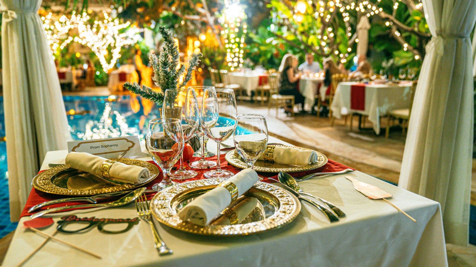 Melea restaurant dining table at Palace Gate Hotel in Phnom Penh, Cambodia