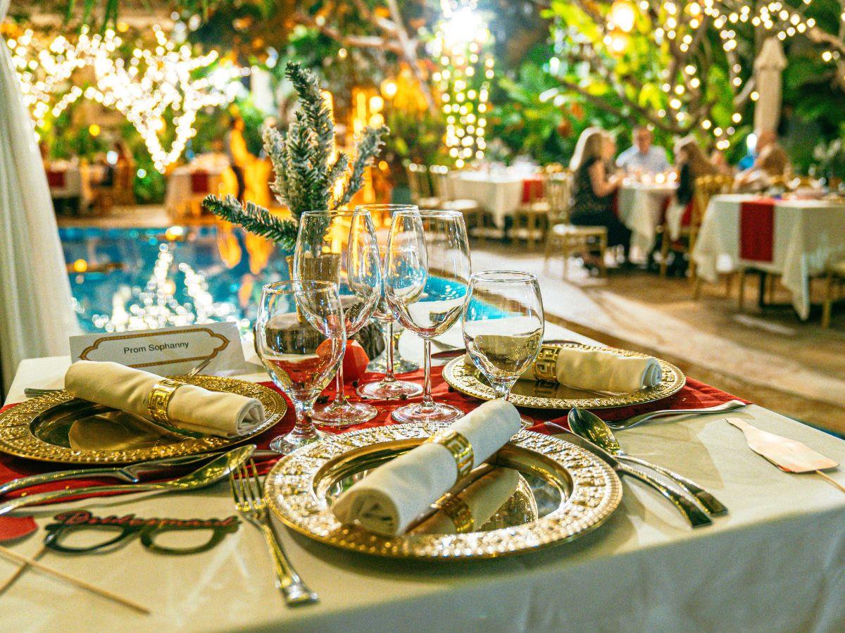 Melea restaurant dining table at Palace Gate Hotel in Phnom Penh, Cambodia