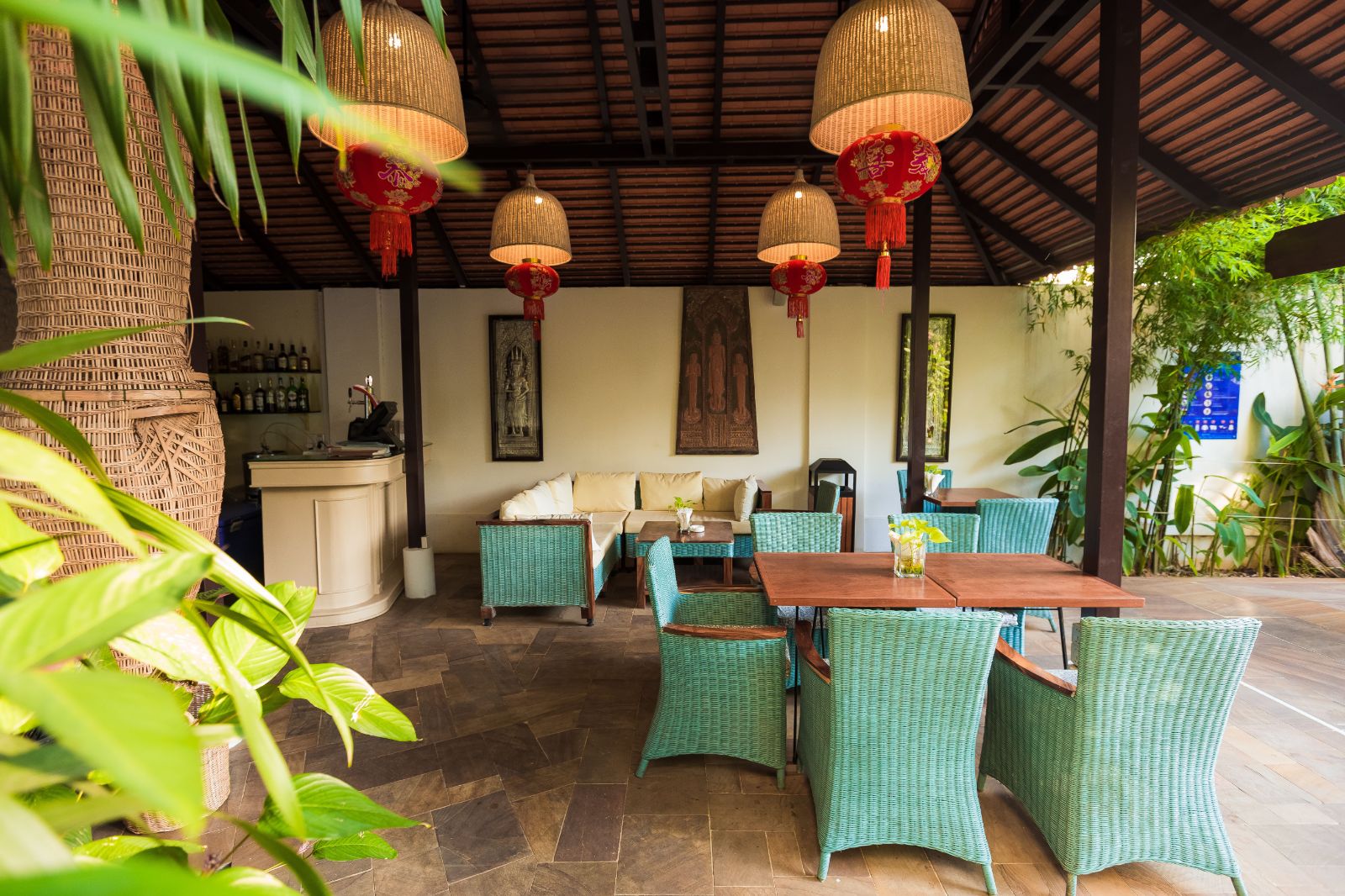 Pool bar seating area at Palace Gate Hotel in Phnom Penh, Cambodia