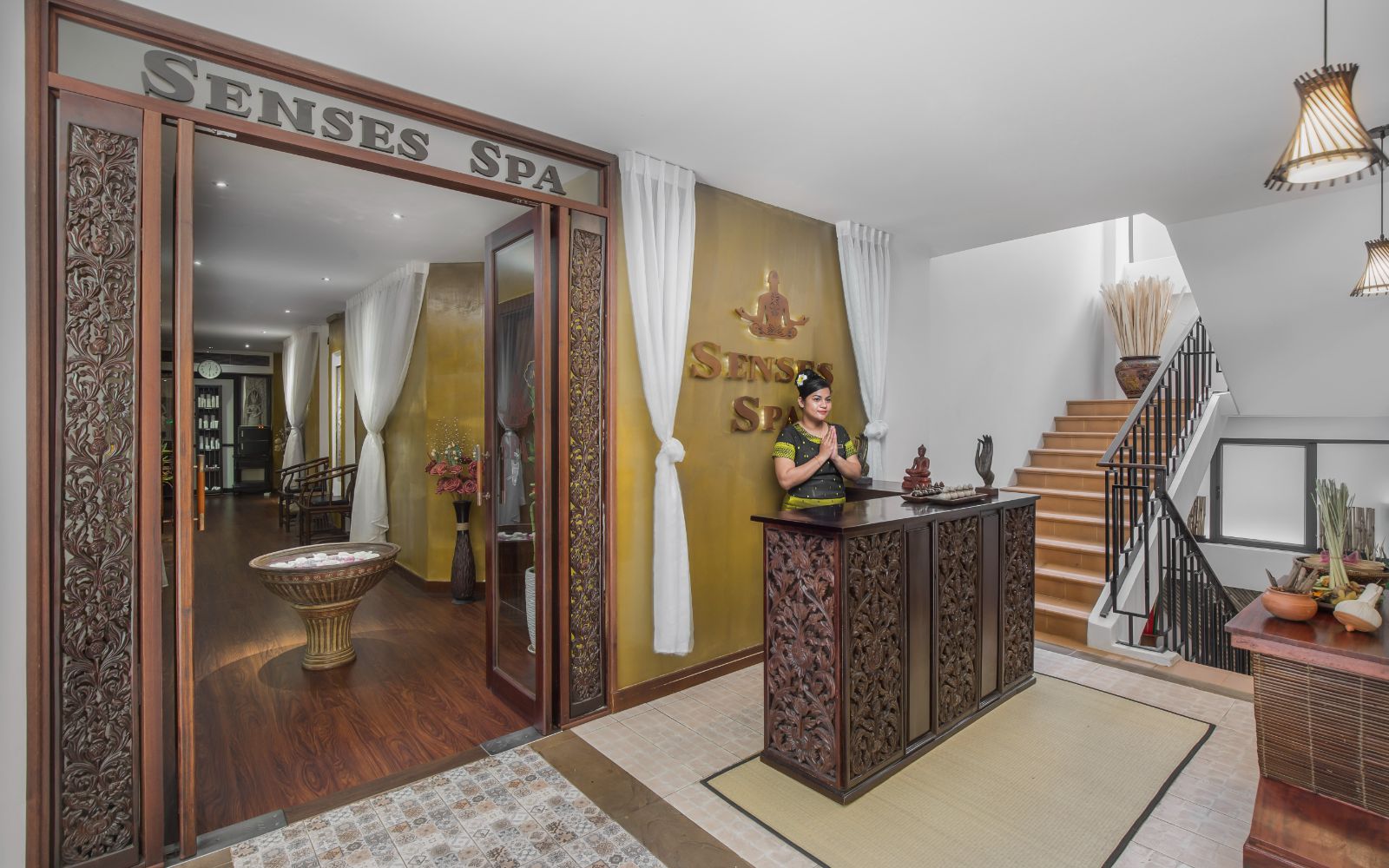 Spa entrance at Palace Gate Hotel in Phnom Penh, Cambodia